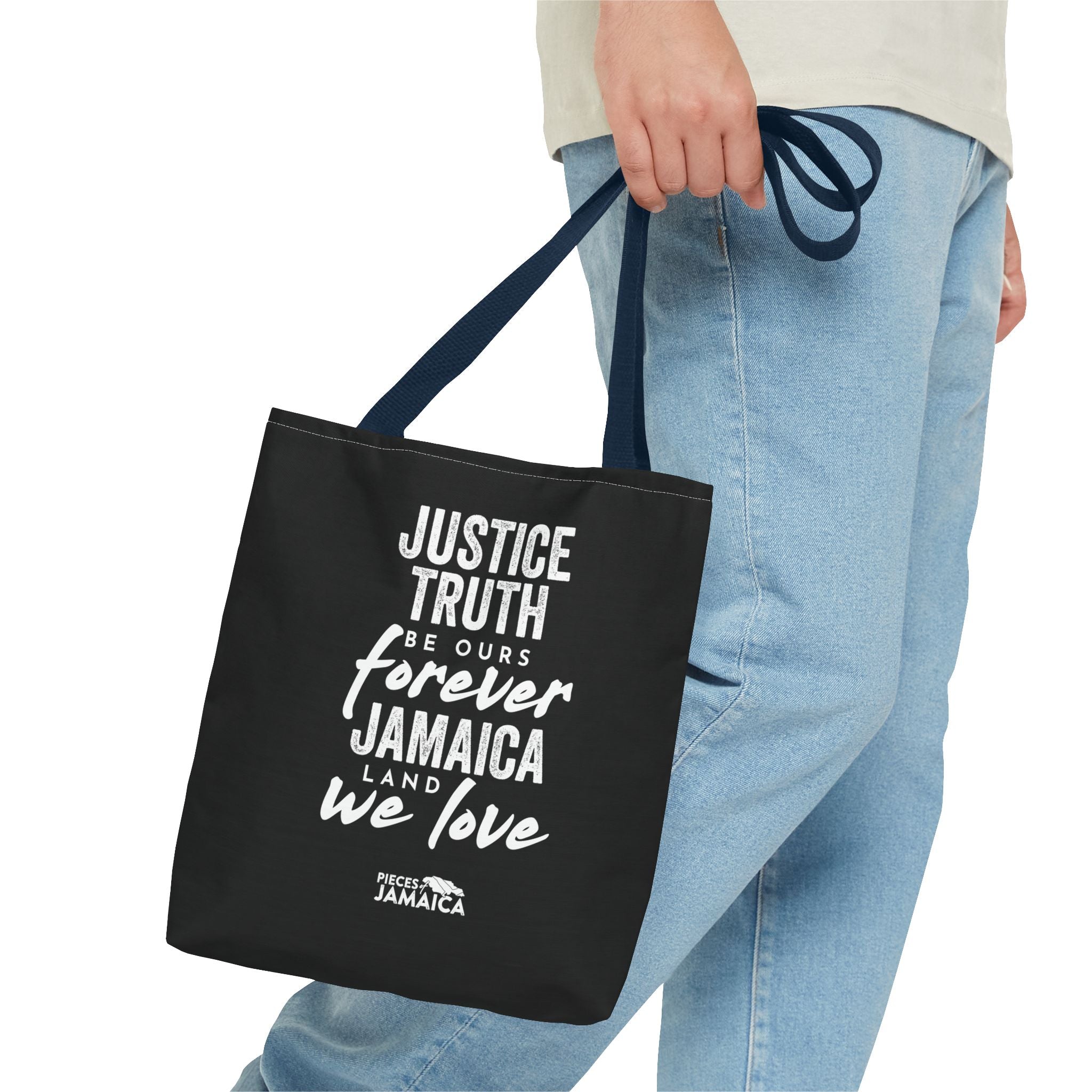 Tote Bag — "Justice, Truth Be Ours Forever Jamaica" Typography Tote