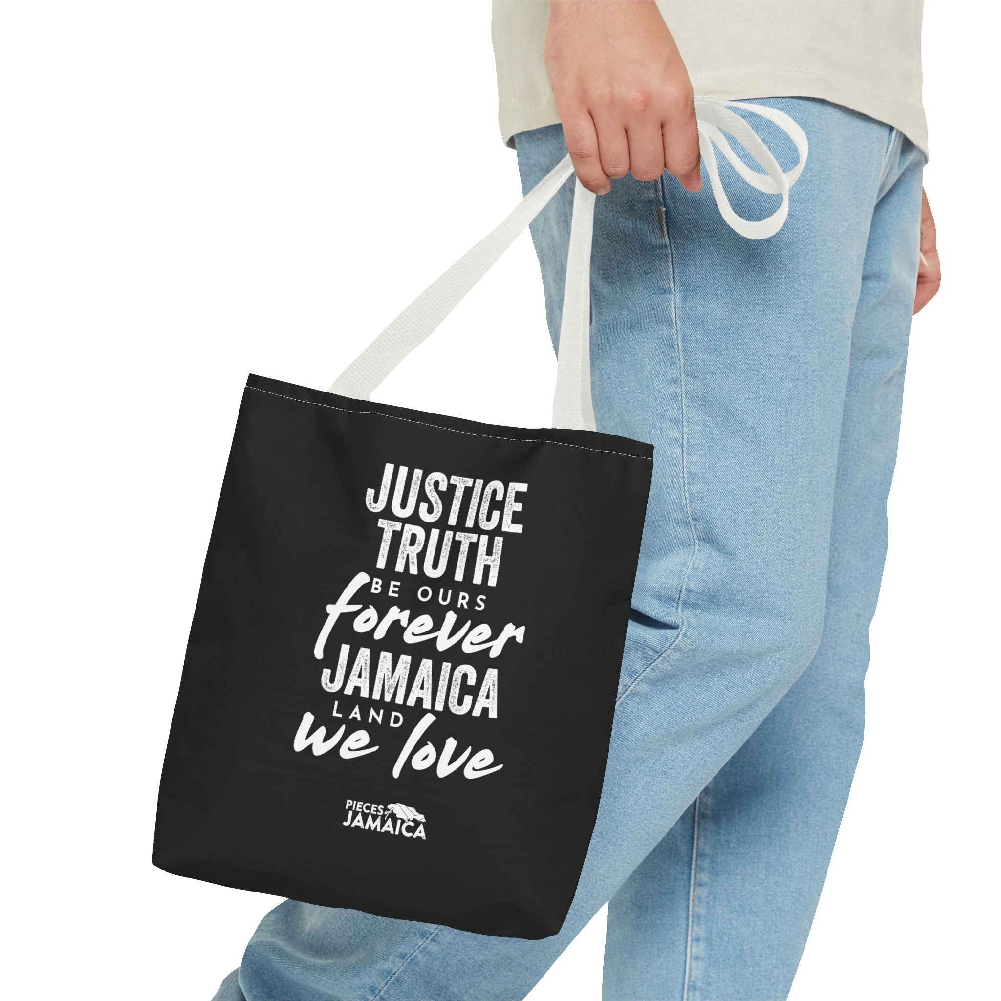 Tote Bag — "Justice, Truth Be Ours Forever Jamaica" Typography Tote