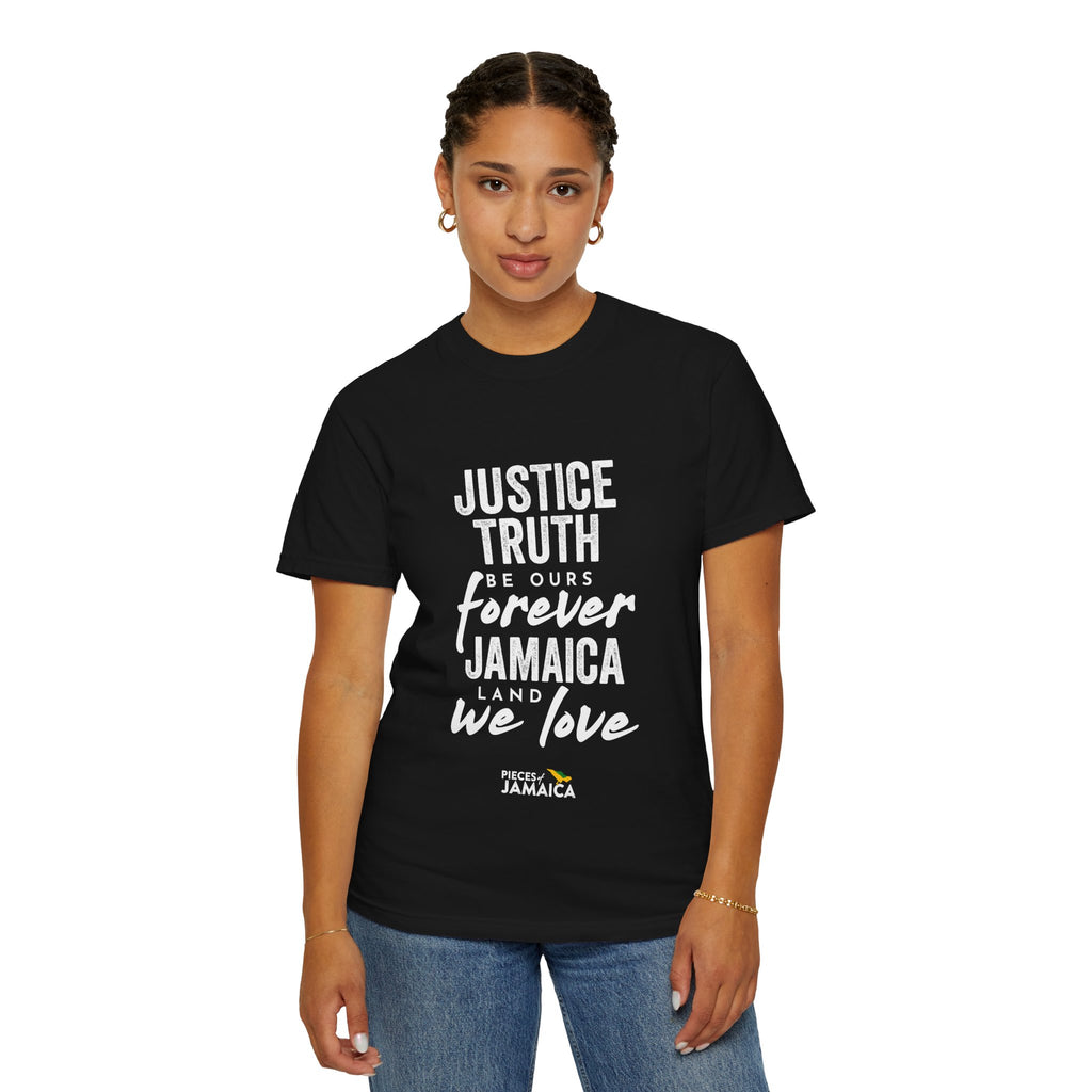 Jamaica Love T-Shirt — "Justice, Truth Be Ours Forever" Graphic Tee