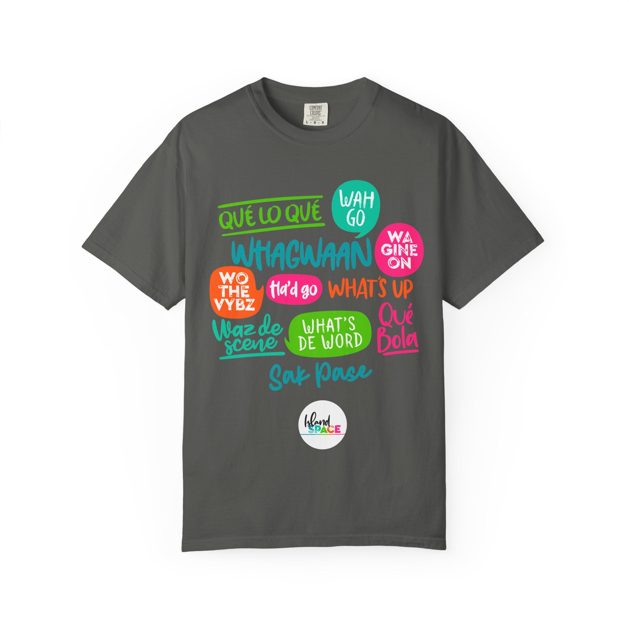 T-Shirt — Caribbean Greeting Phrases Graphic Tee (Whagwaan, Qué lo qué, Sak Pase)