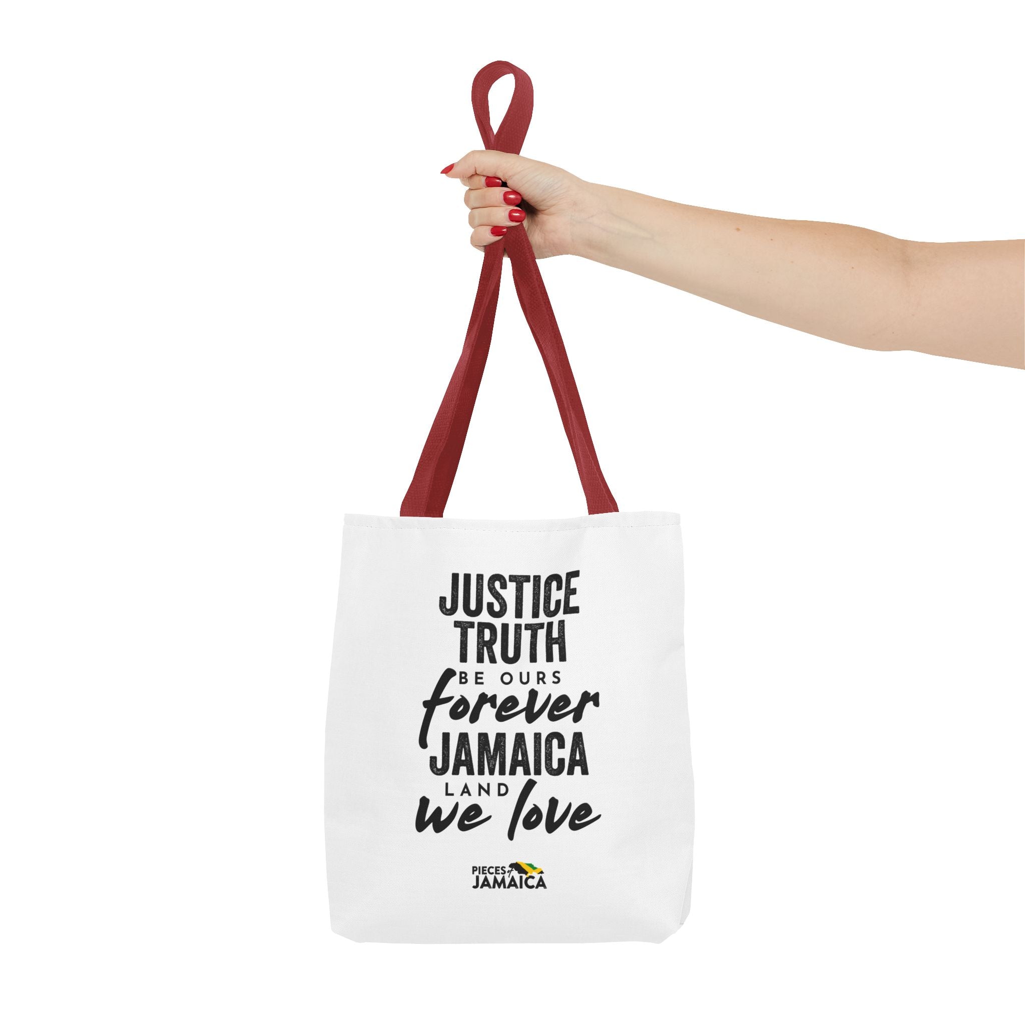 Justice, Truth Tote Bag — 'Jamaica, Land We Love' Printed Canvas Tote