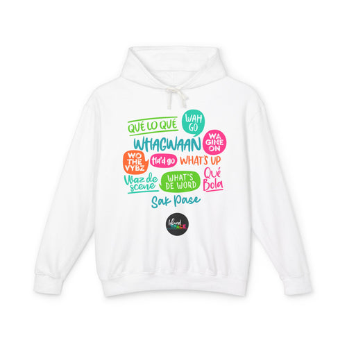 Hoodie — Multilingual Slang Speech Bubbles Lightweight Hooded Sweatshirt