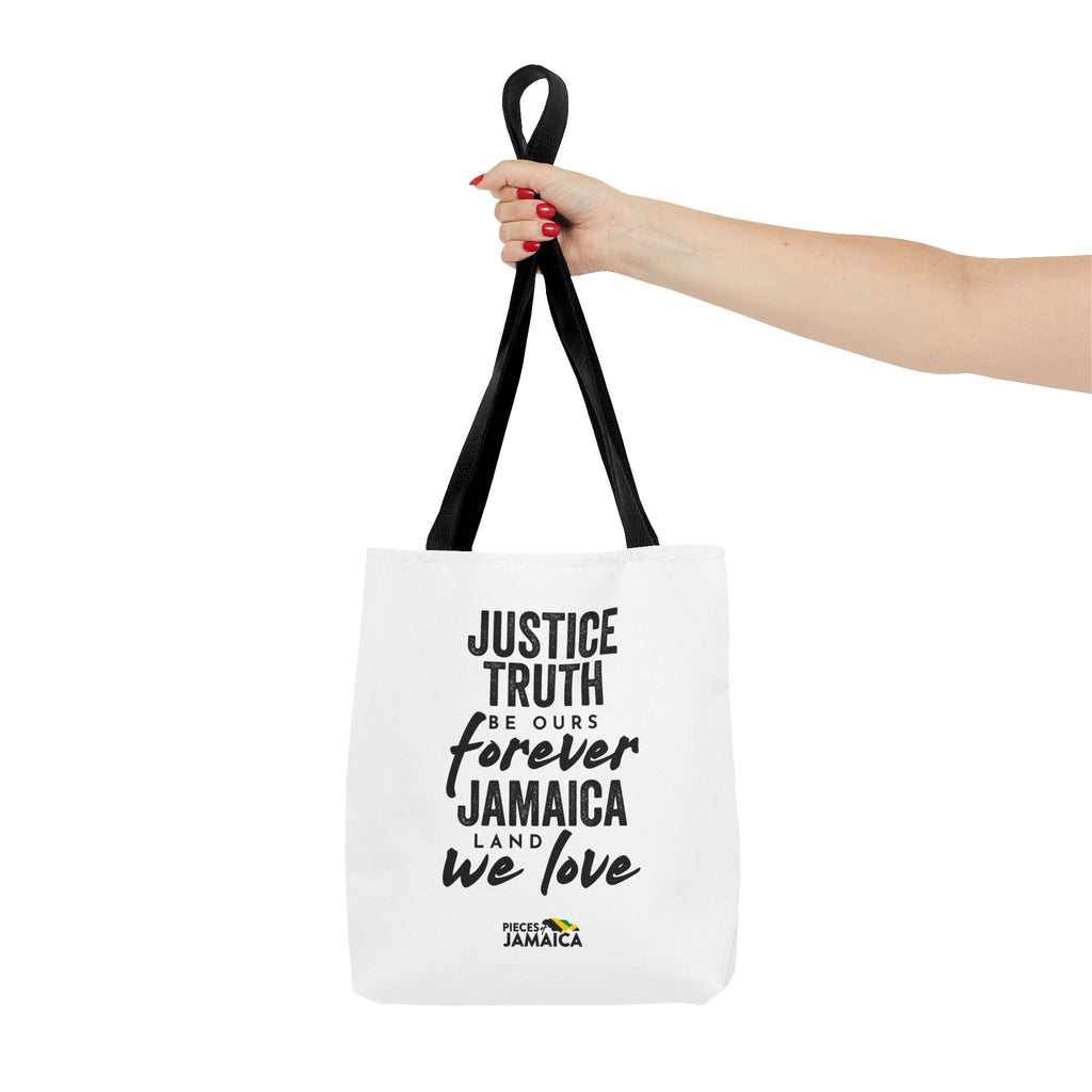 Justice, Truth Tote Bag — 'Jamaica, Land We Love' Printed Canvas Tote