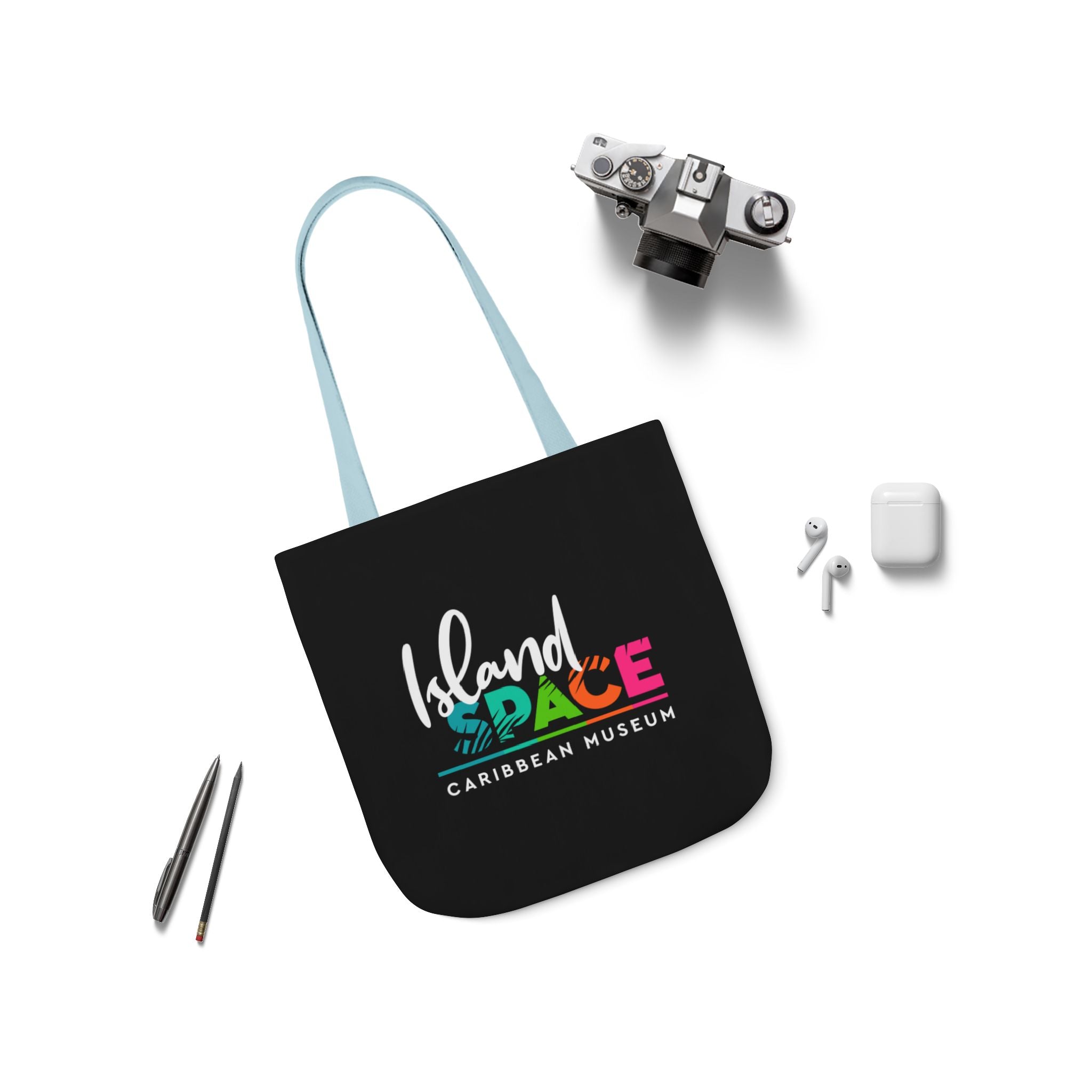 Island Space Caribbean Museum Canvas Tote Bag — Colorful Logo Beach Market Tote