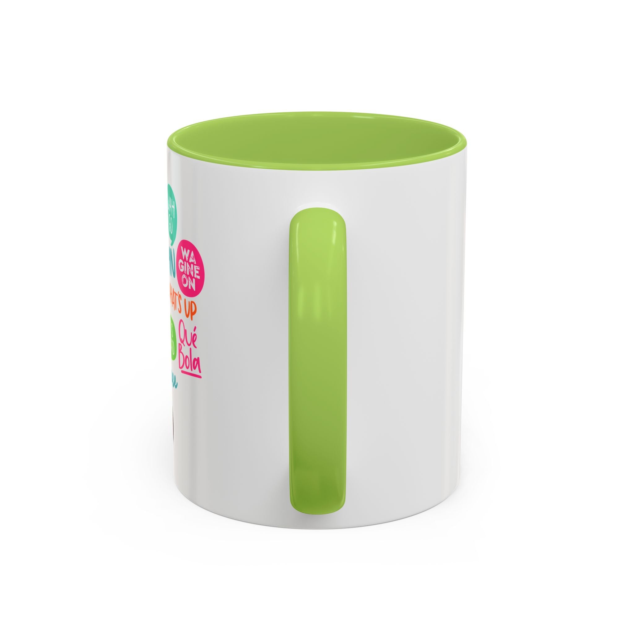 Accent Coffee Mug — Caribbean Slang Speech Bubble Design (What's Up, Wagwaan, Sak Pase)