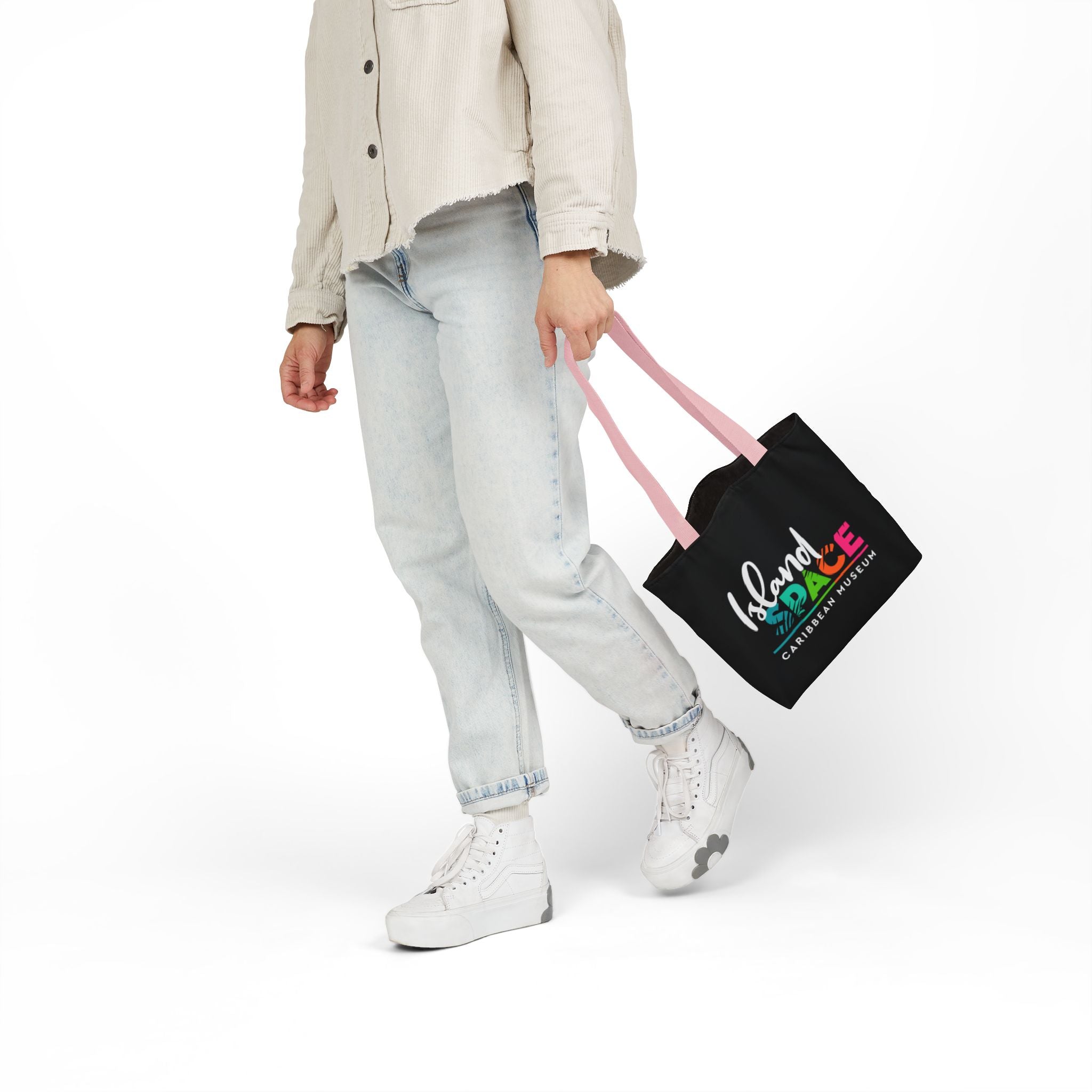 Island Space Caribbean Museum Canvas Tote Bag — Colorful Logo Beach Market Tote