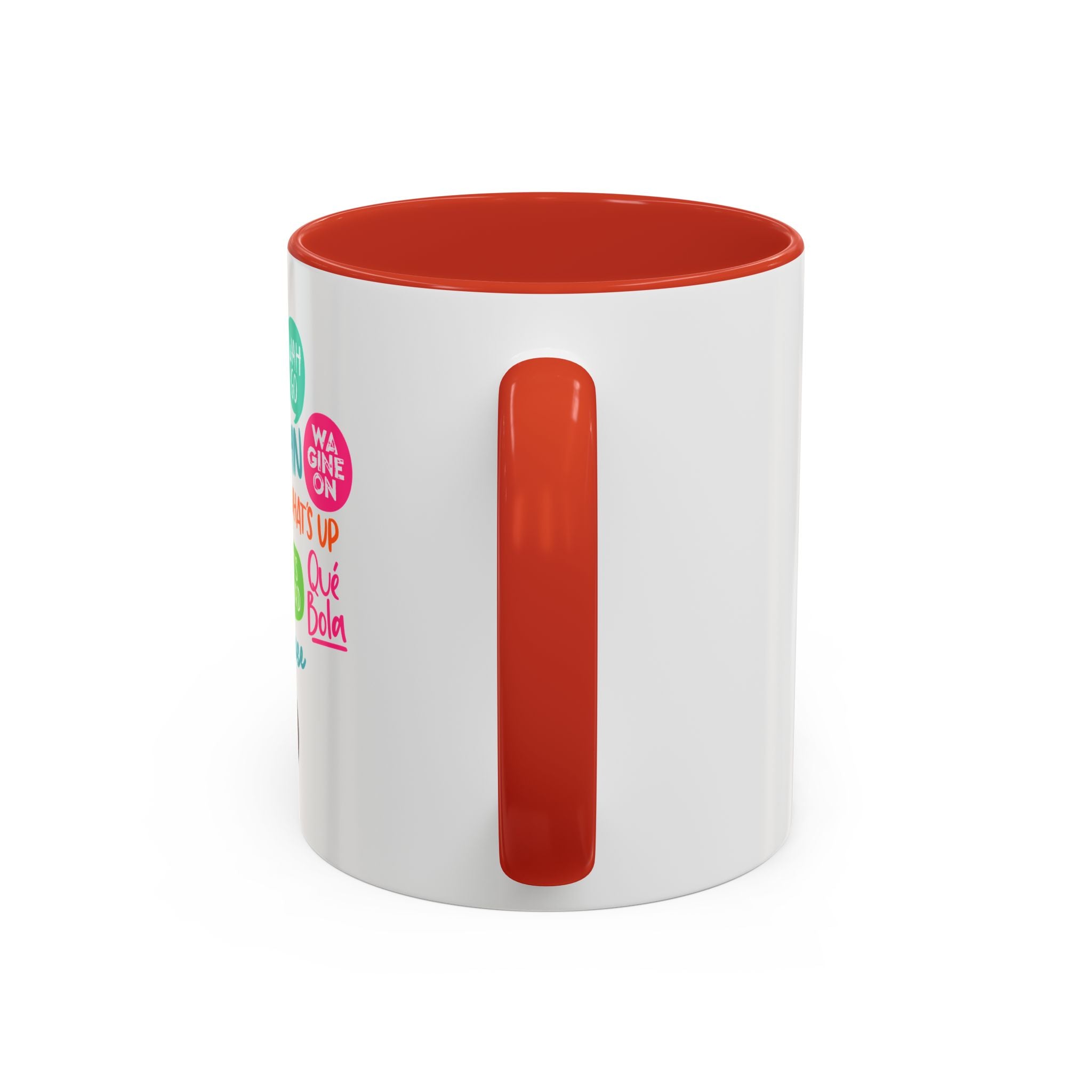 Accent Coffee Mug — Caribbean Slang Speech Bubble Design (What's Up, Wagwaan, Sak Pase)