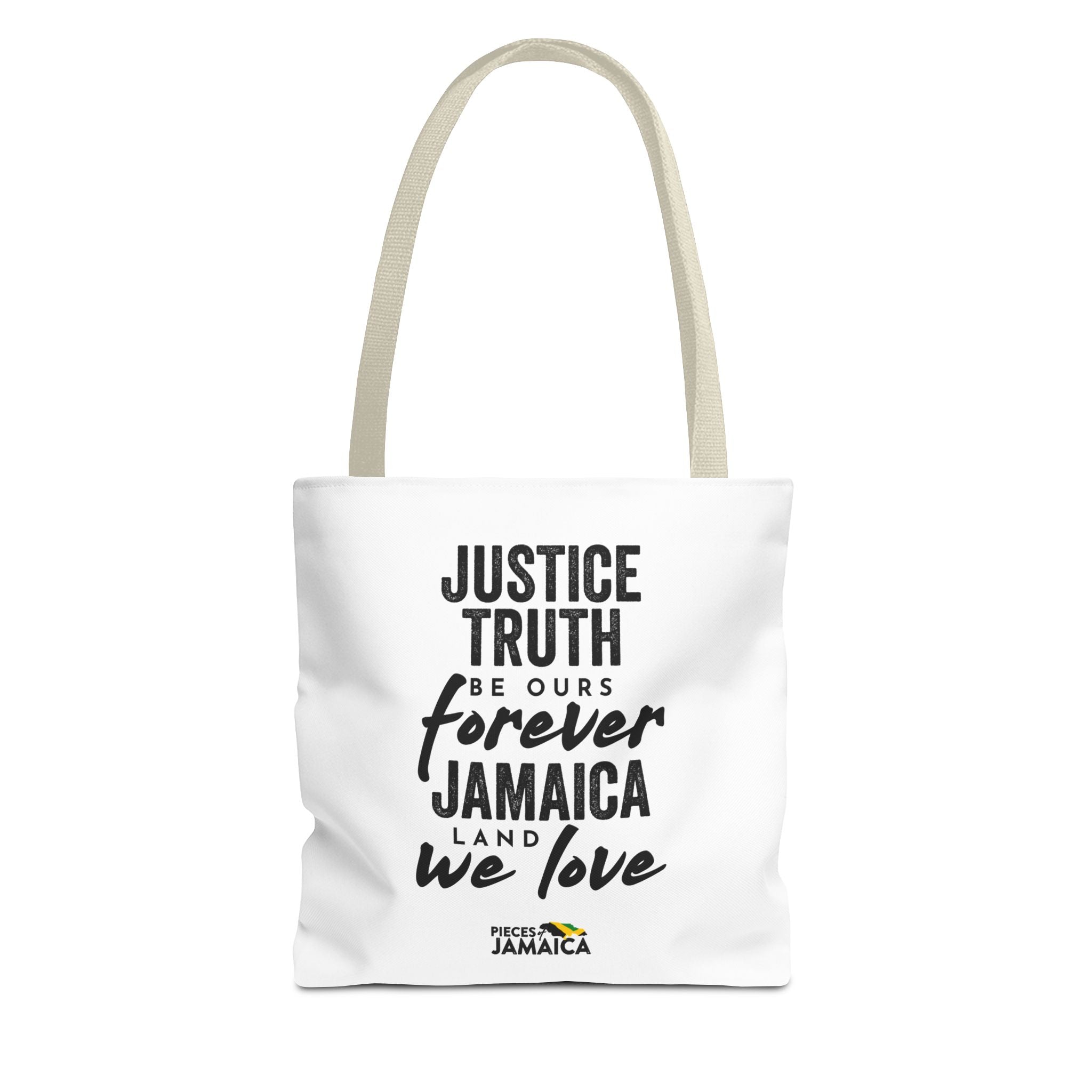 Justice, Truth Tote Bag — 'Jamaica, Land We Love' Printed Canvas Tote