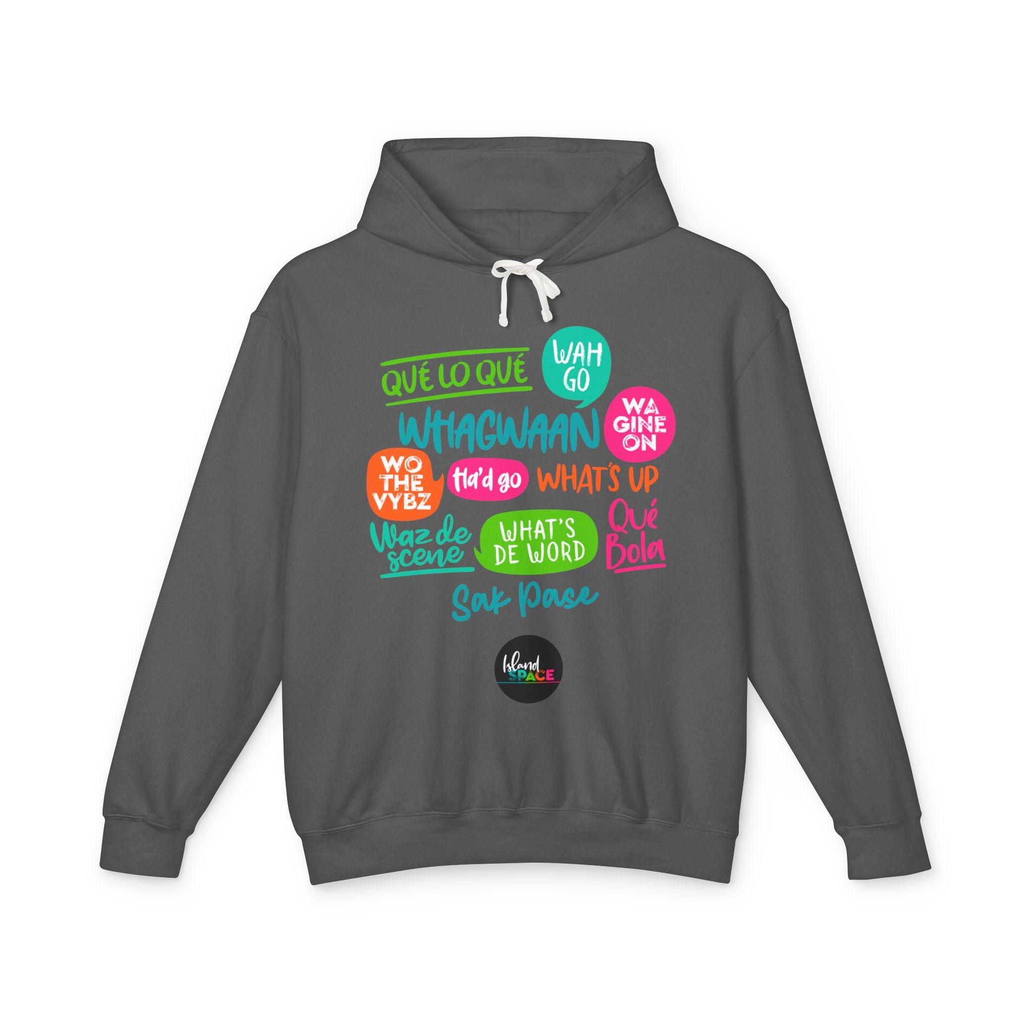 Hoodie — Multilingual Slang Speech Bubbles Lightweight Hooded Sweatshirt