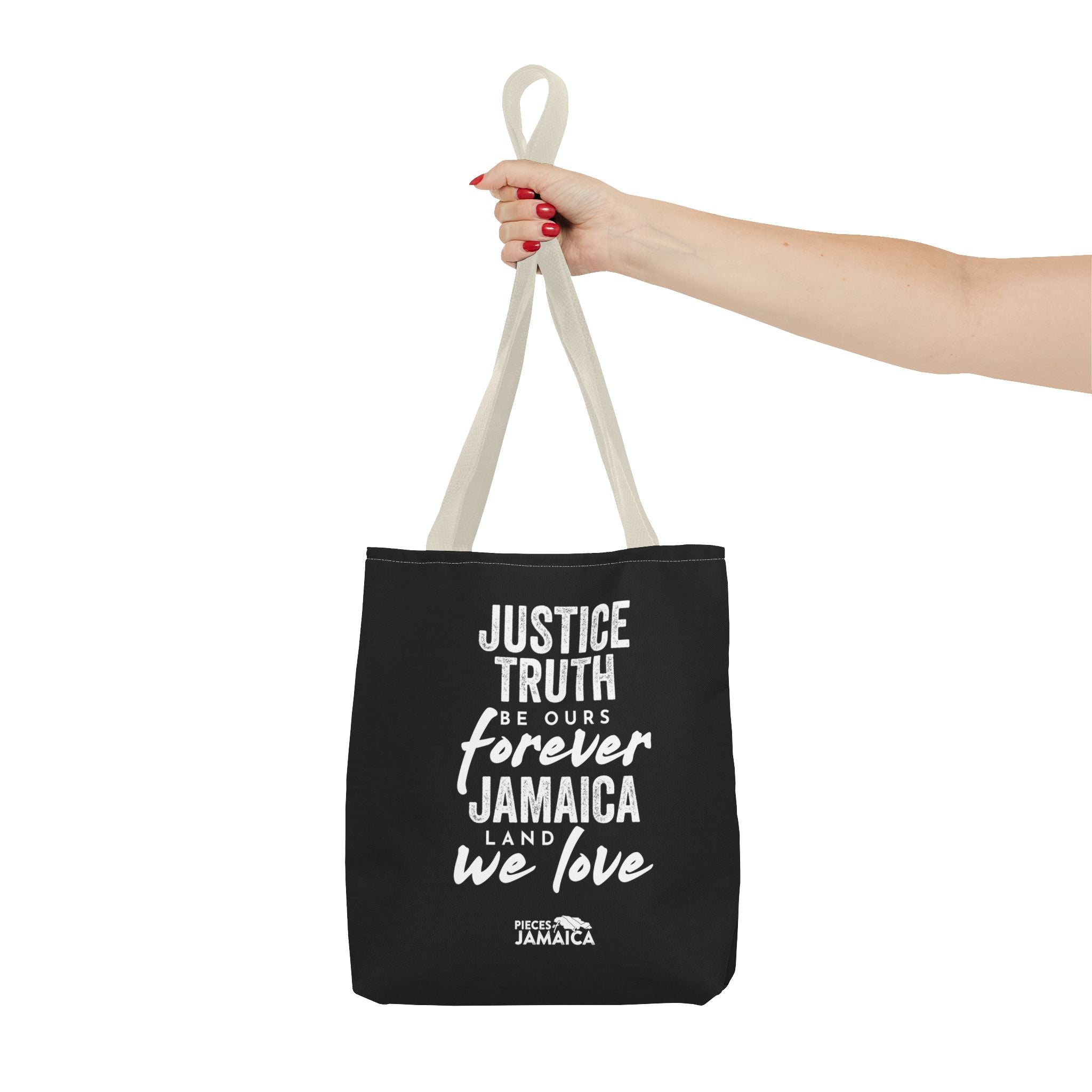 Tote Bag — "Justice, Truth Be Ours Forever Jamaica" Typography Tote