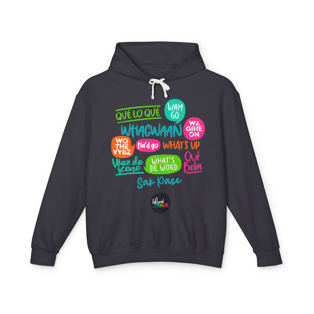 Hoodie — Multilingual Slang Speech Bubbles Lightweight Hooded Sweatshirt
