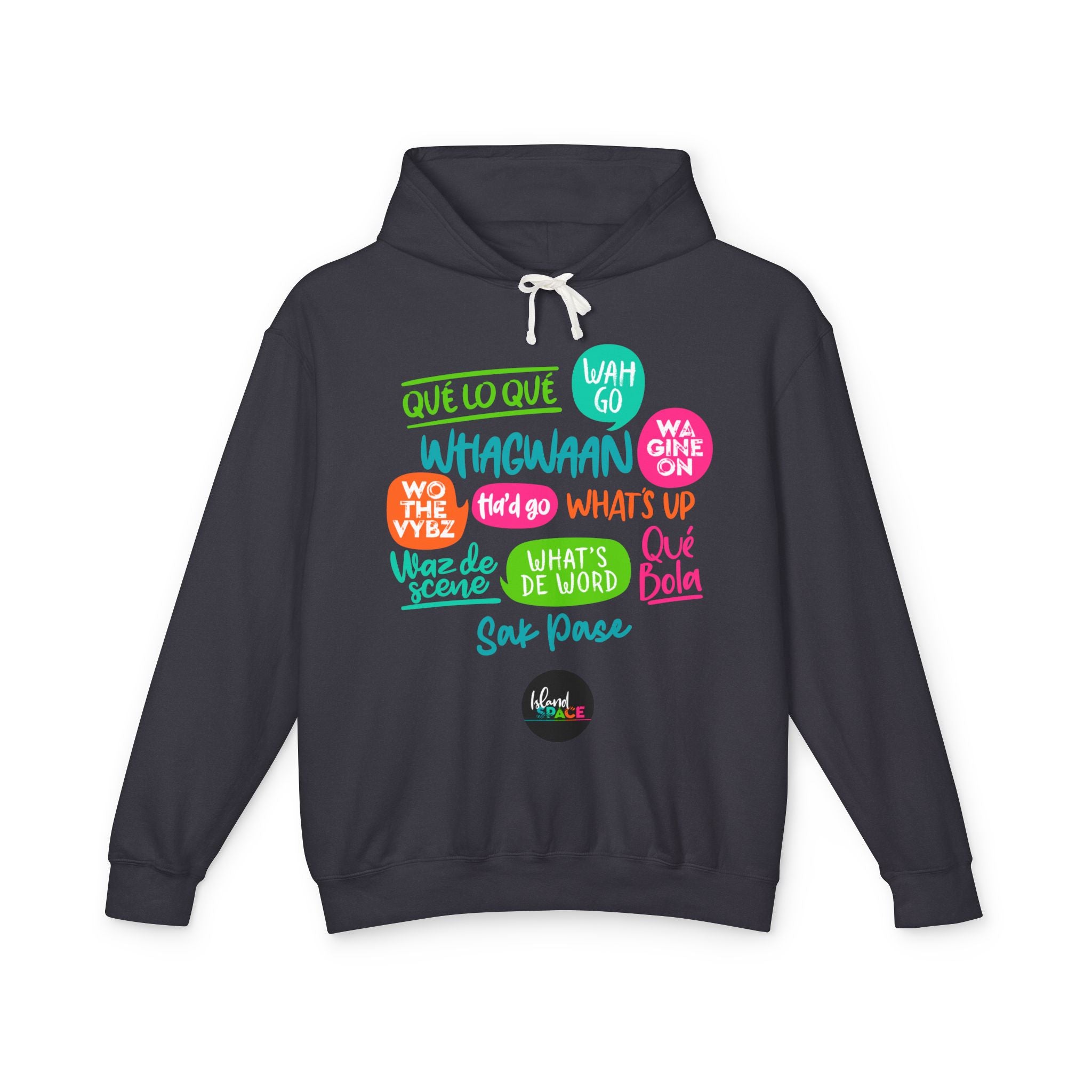 Hoodie — Multilingual Slang Speech Bubbles Lightweight Hooded Sweatshirt