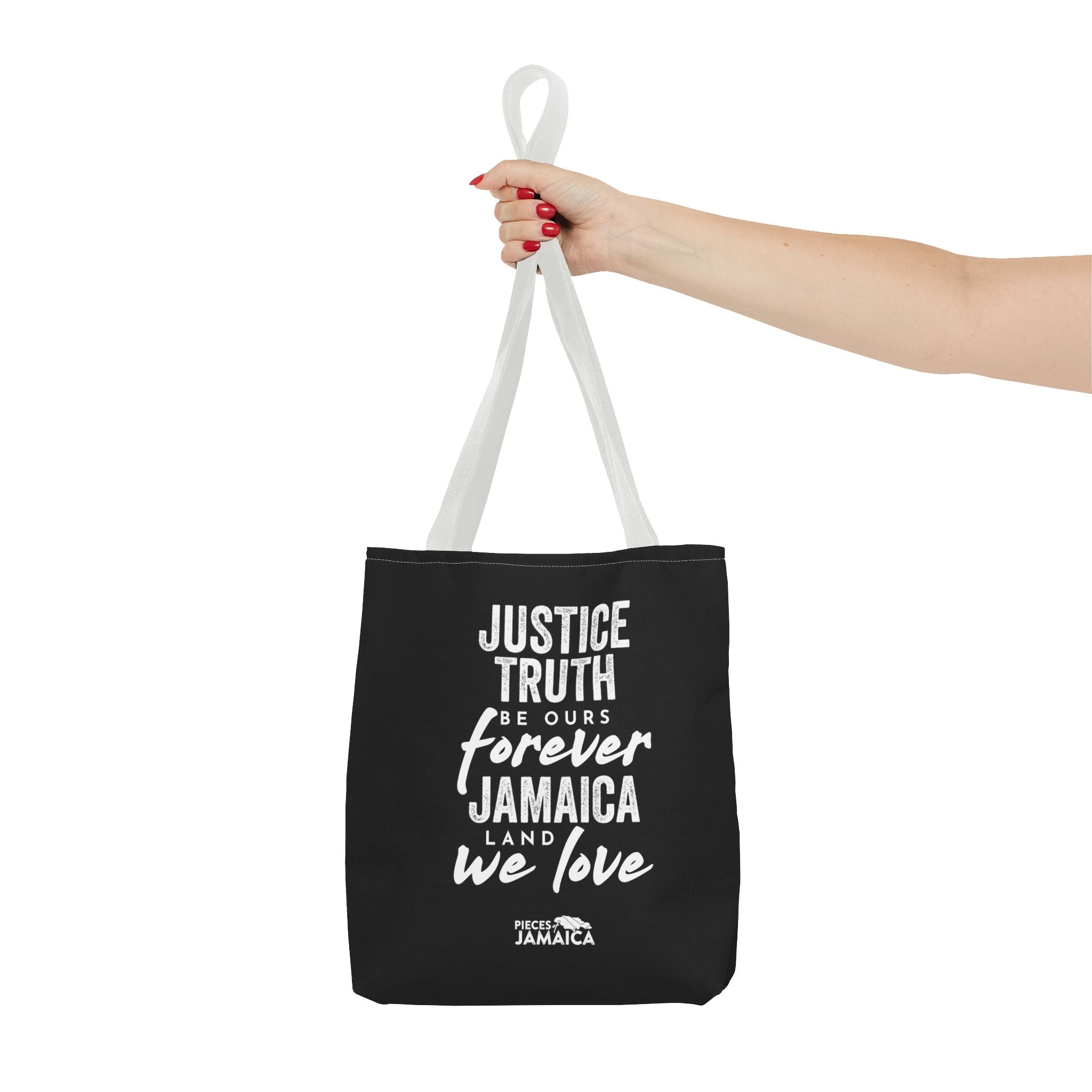 Tote Bag — "Justice, Truth Be Ours Forever Jamaica" Typography Tote