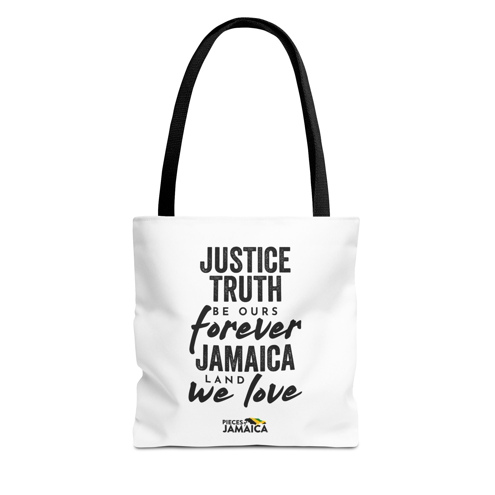 Justice, Truth Tote Bag — 'Jamaica, Land We Love' Printed Canvas Tote