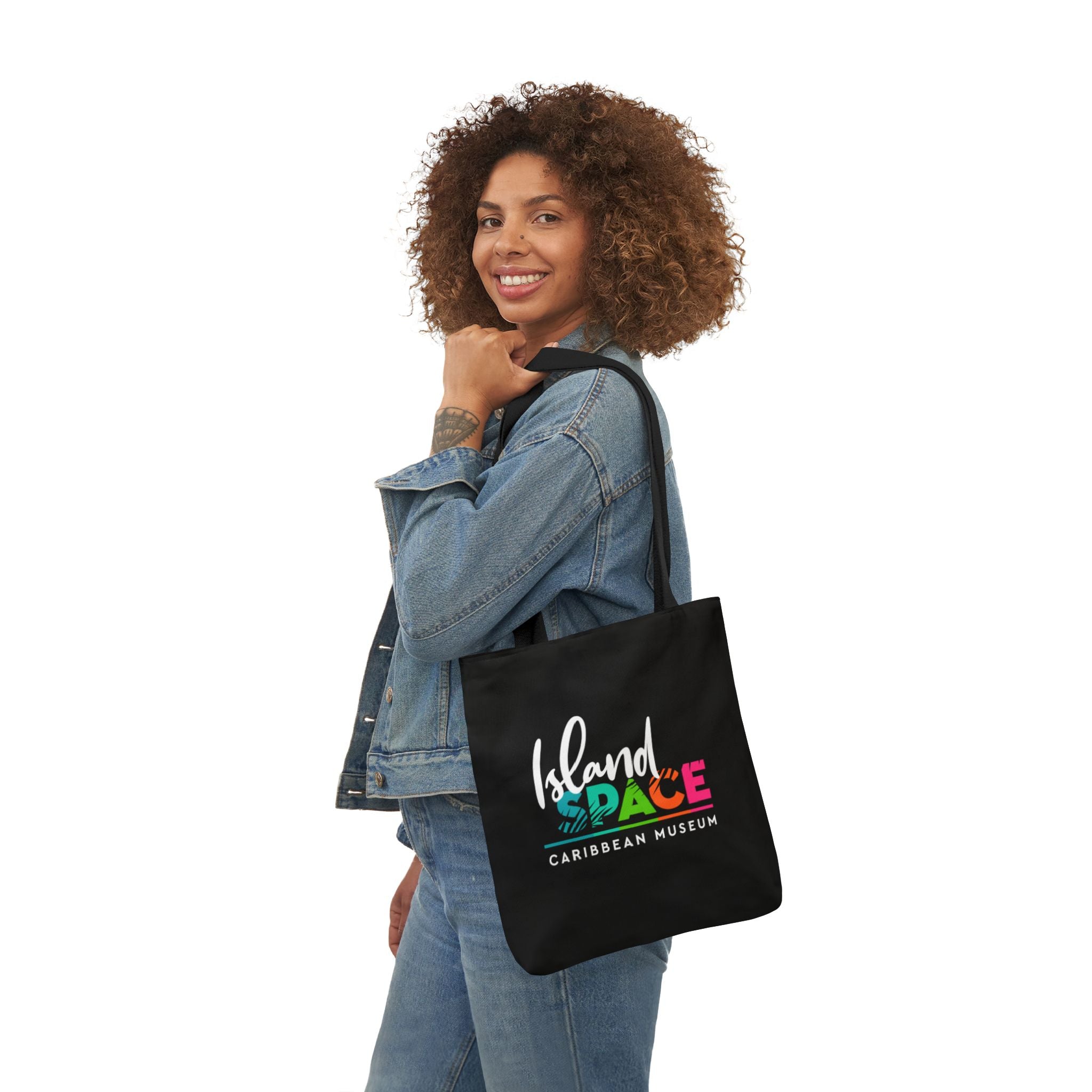 Island Space Caribbean Museum Canvas Tote Bag — Colorful Logo Beach Market Tote