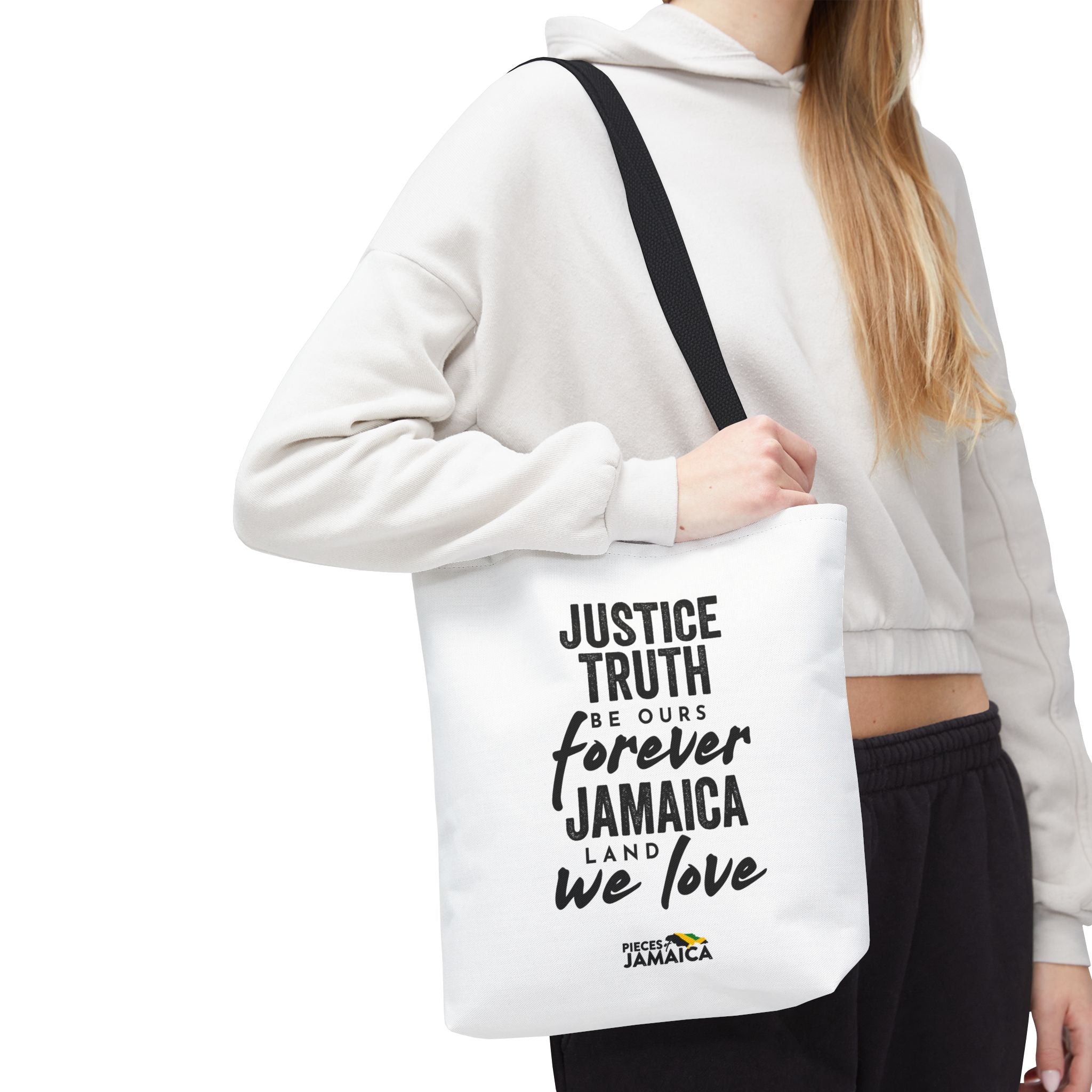 Justice, Truth Tote Bag — 'Jamaica, Land We Love' Printed Canvas Tote