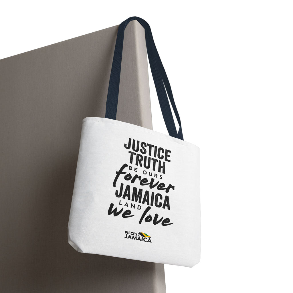 Justice, Truth Tote Bag — 'Jamaica, Land We Love' Printed Canvas Tote