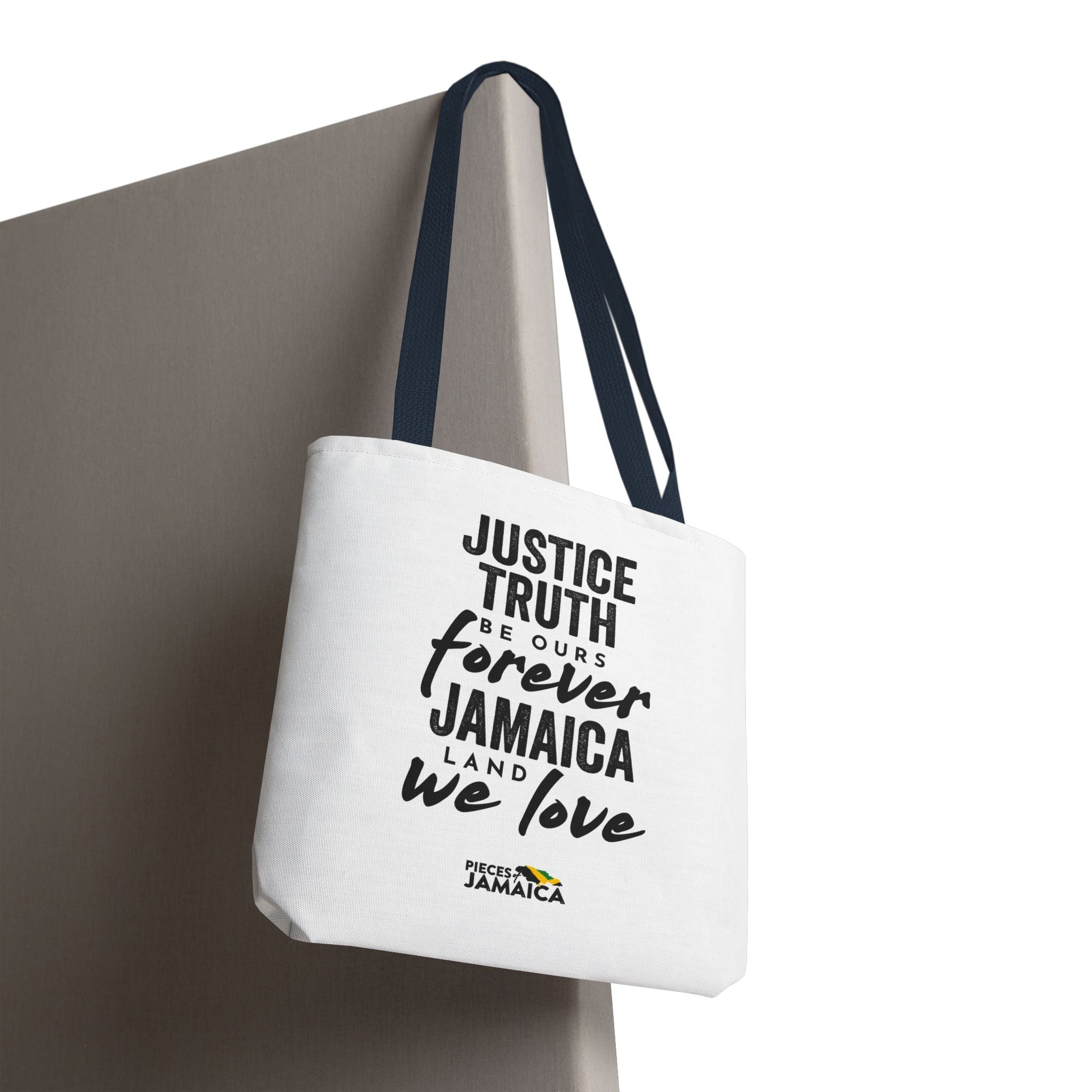 Justice, Truth Tote Bag — 'Jamaica, Land We Love' Printed Canvas Tote