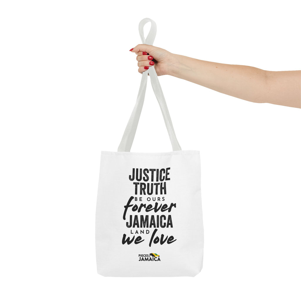 Justice, Truth Tote Bag — 'Jamaica, Land We Love' Printed Canvas Tote