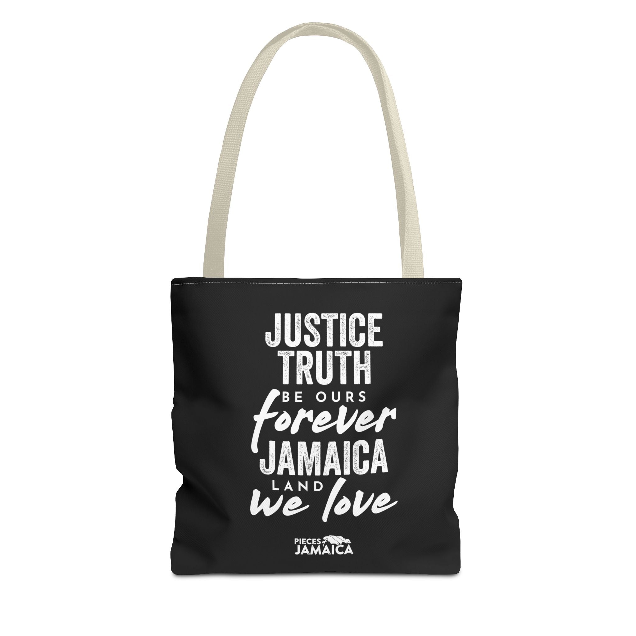 Tote Bag — "Justice, Truth Be Ours Forever Jamaica" Typography Tote