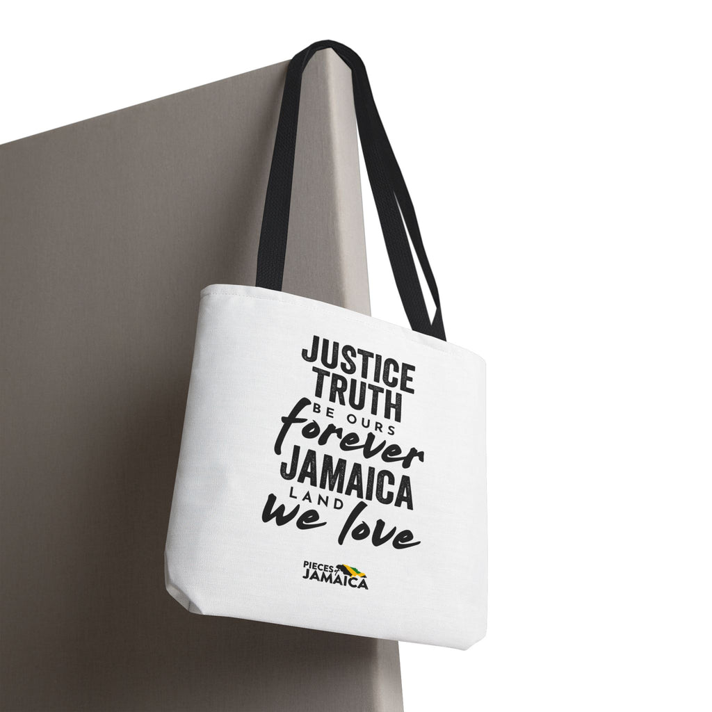 Justice, Truth Tote Bag — 'Jamaica, Land We Love' Printed Canvas Tote