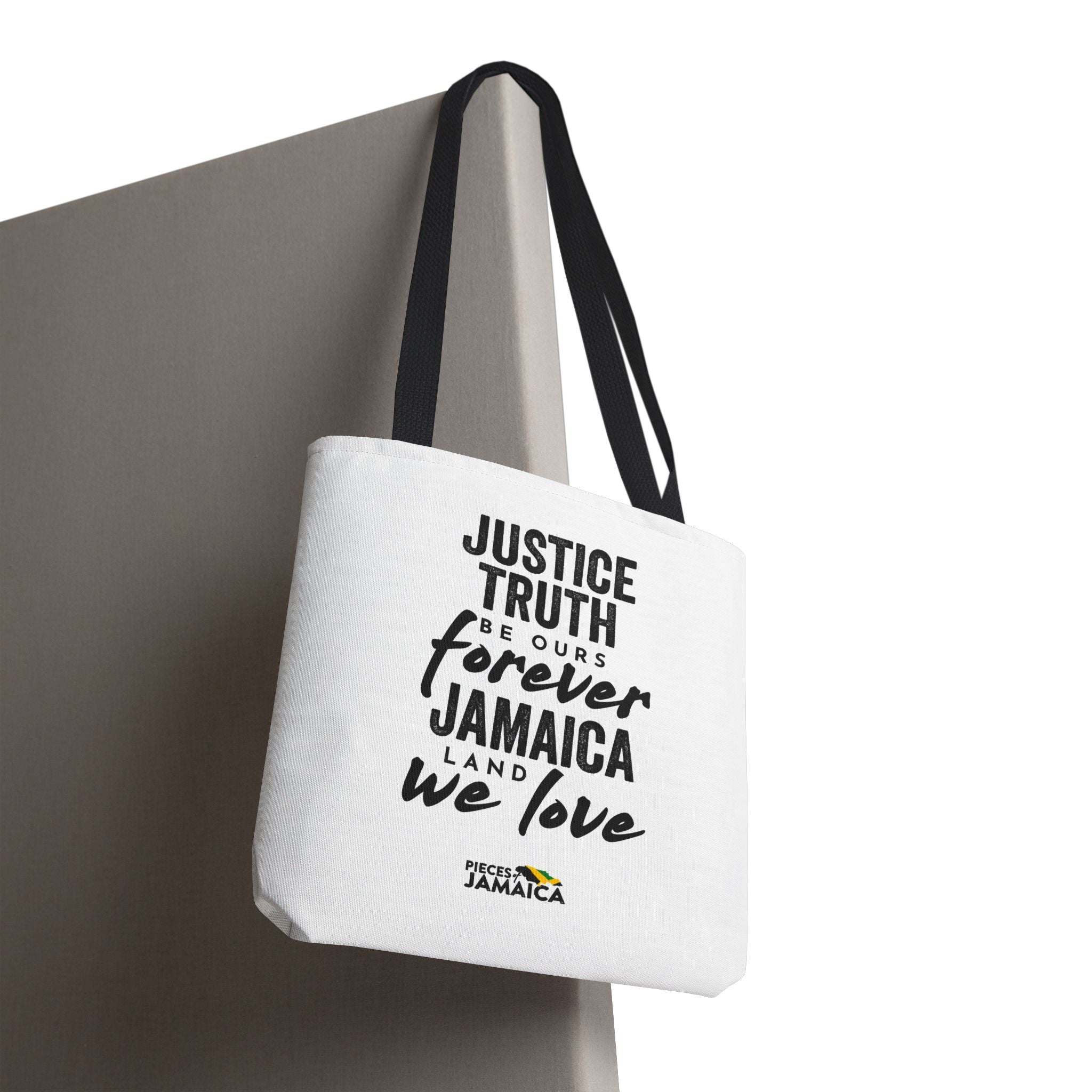 Justice, Truth Tote Bag — 'Jamaica, Land We Love' Printed Canvas Tote