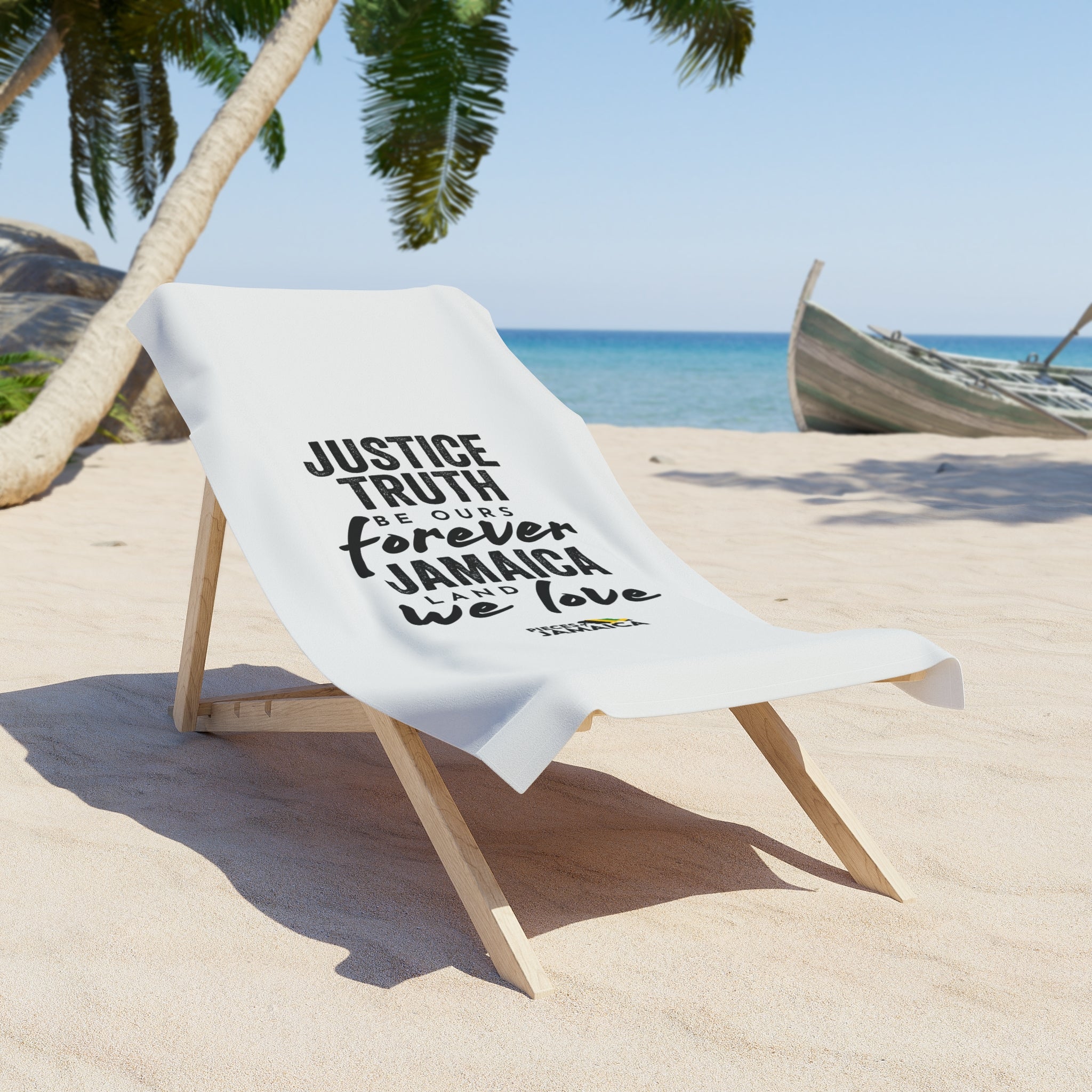 Beach Towel - "Justice Truth Forever Jamaica" Graphic