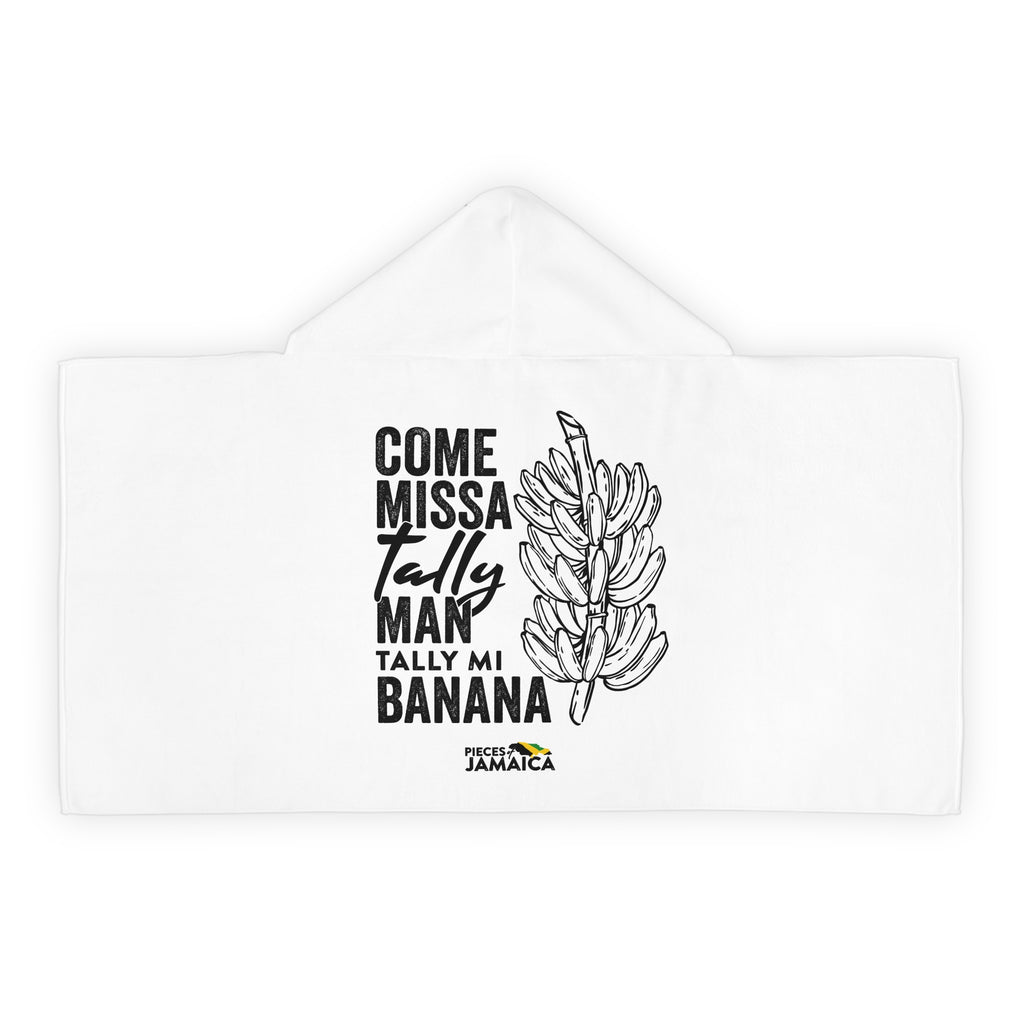 Youth Hooded Towel — "Come Missa Tally Man Tally Mi Banana" Jamaican Banana Print