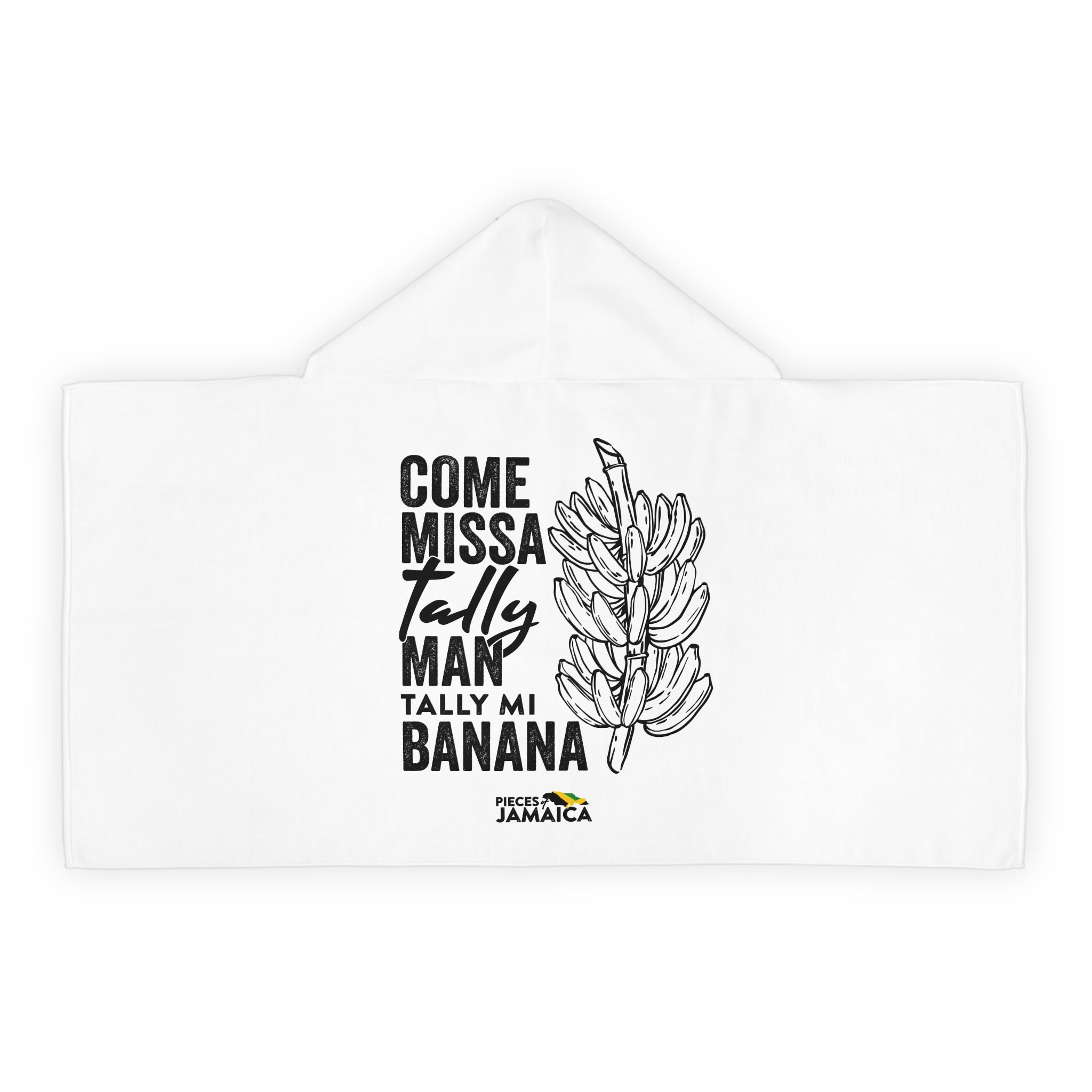 Youth Hooded Towel — "Come Missa Tally Man Tally Mi Banana" Jamaican Banana Print