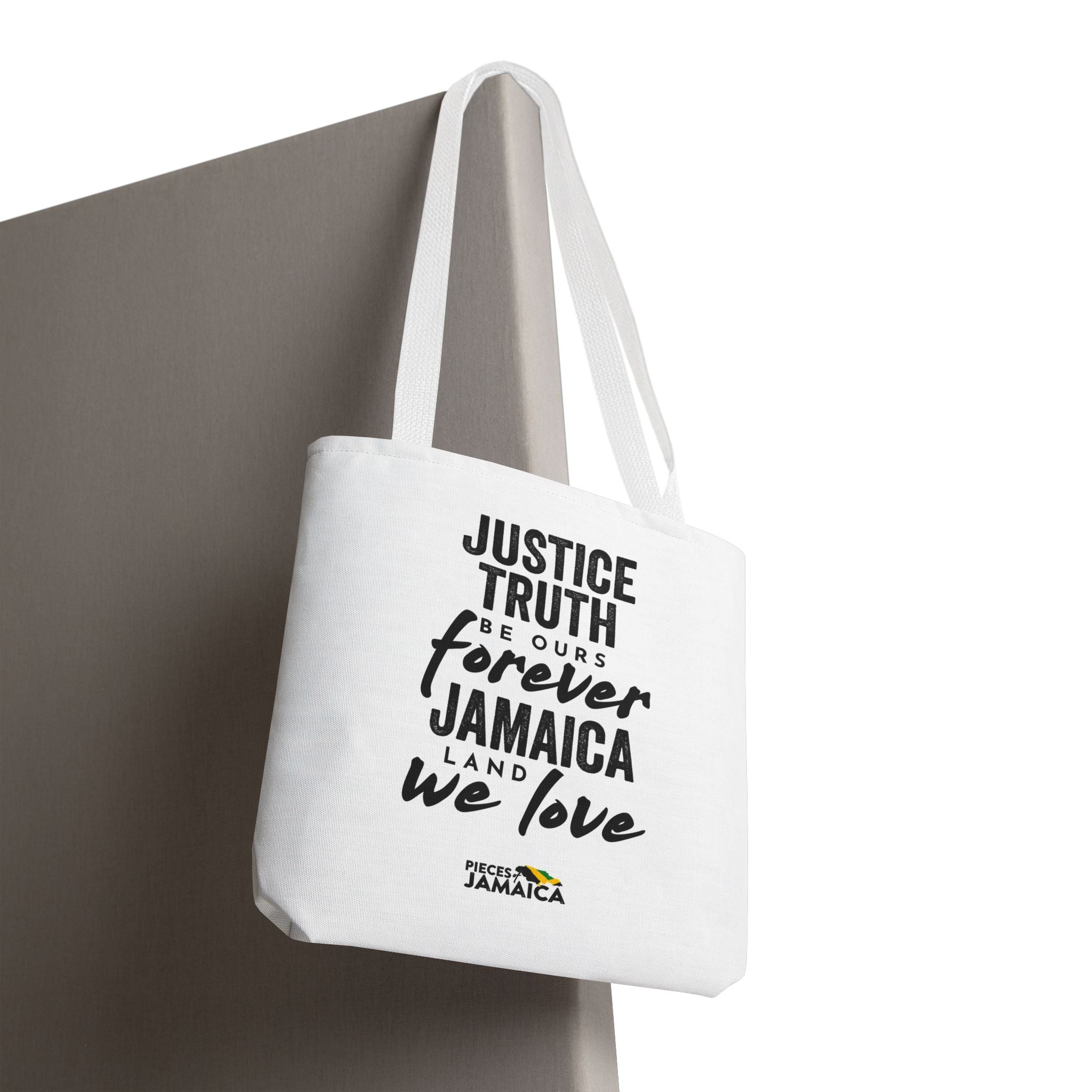 Justice, Truth Tote Bag — 'Jamaica, Land We Love' Printed Canvas Tote