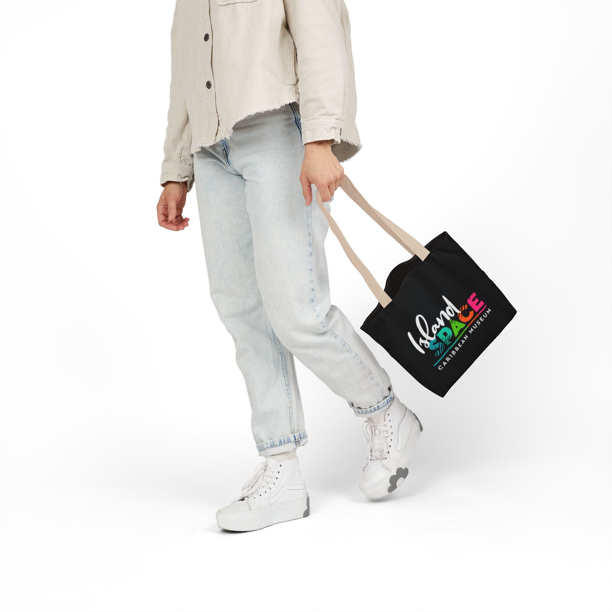 Island Space Caribbean Museum Canvas Tote Bag — Colorful Logo Beach Market Tote
