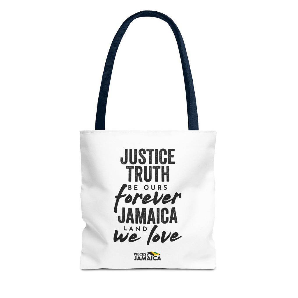 Justice, Truth Tote Bag — 'Jamaica, Land We Love' Printed Canvas Tote