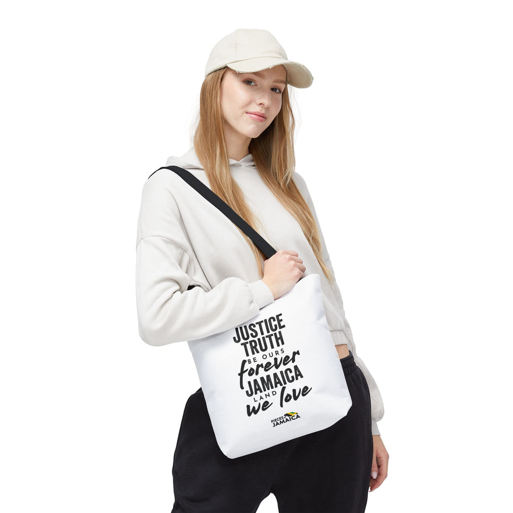 Justice, Truth Tote Bag — 'Jamaica, Land We Love' Printed Canvas Tote