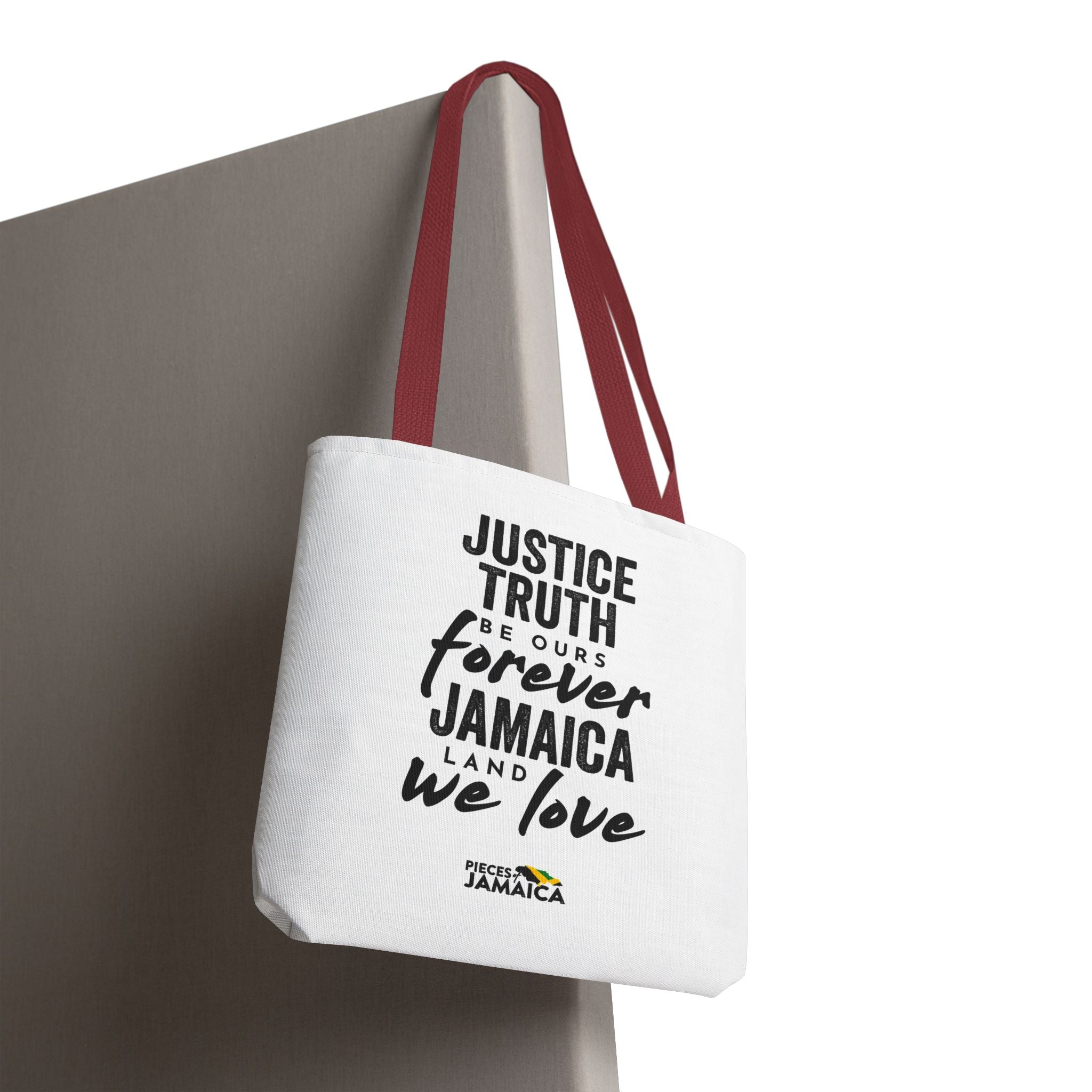 Justice, Truth Tote Bag — 'Jamaica, Land We Love' Printed Canvas Tote