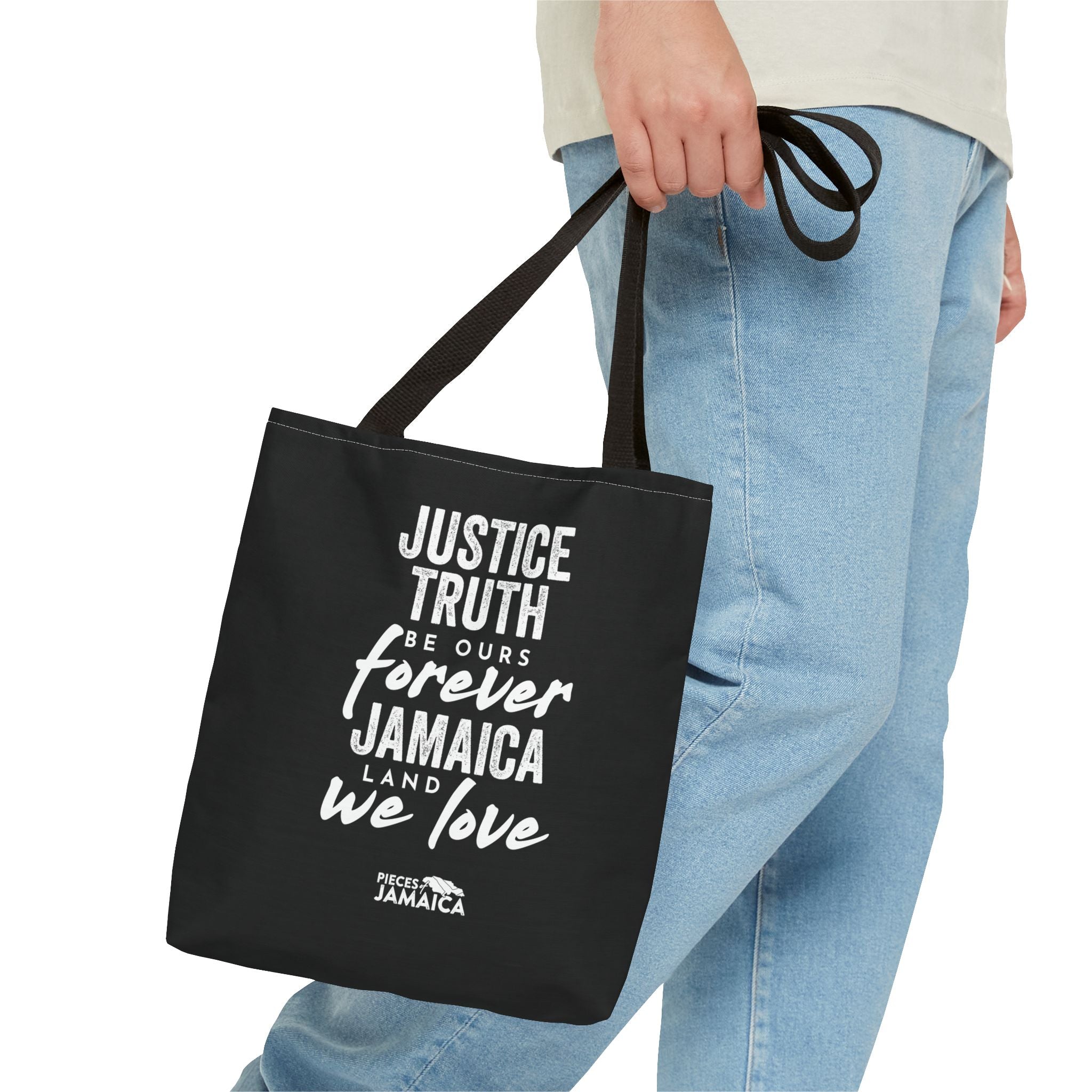 Tote Bag — "Justice, Truth Be Ours Forever Jamaica" Typography Tote