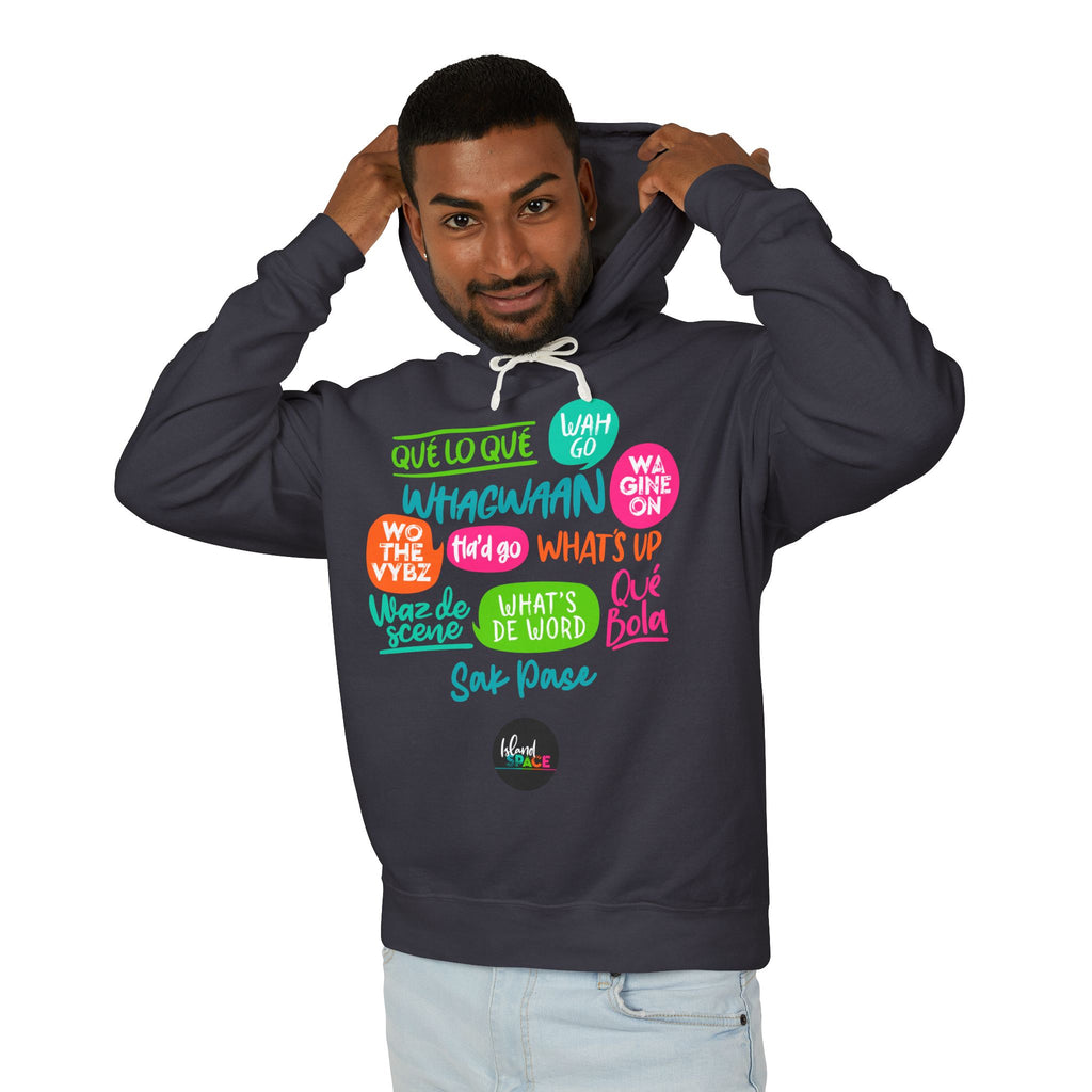 Hoodie — Multilingual Slang Speech Bubbles Lightweight Hooded Sweatshirt