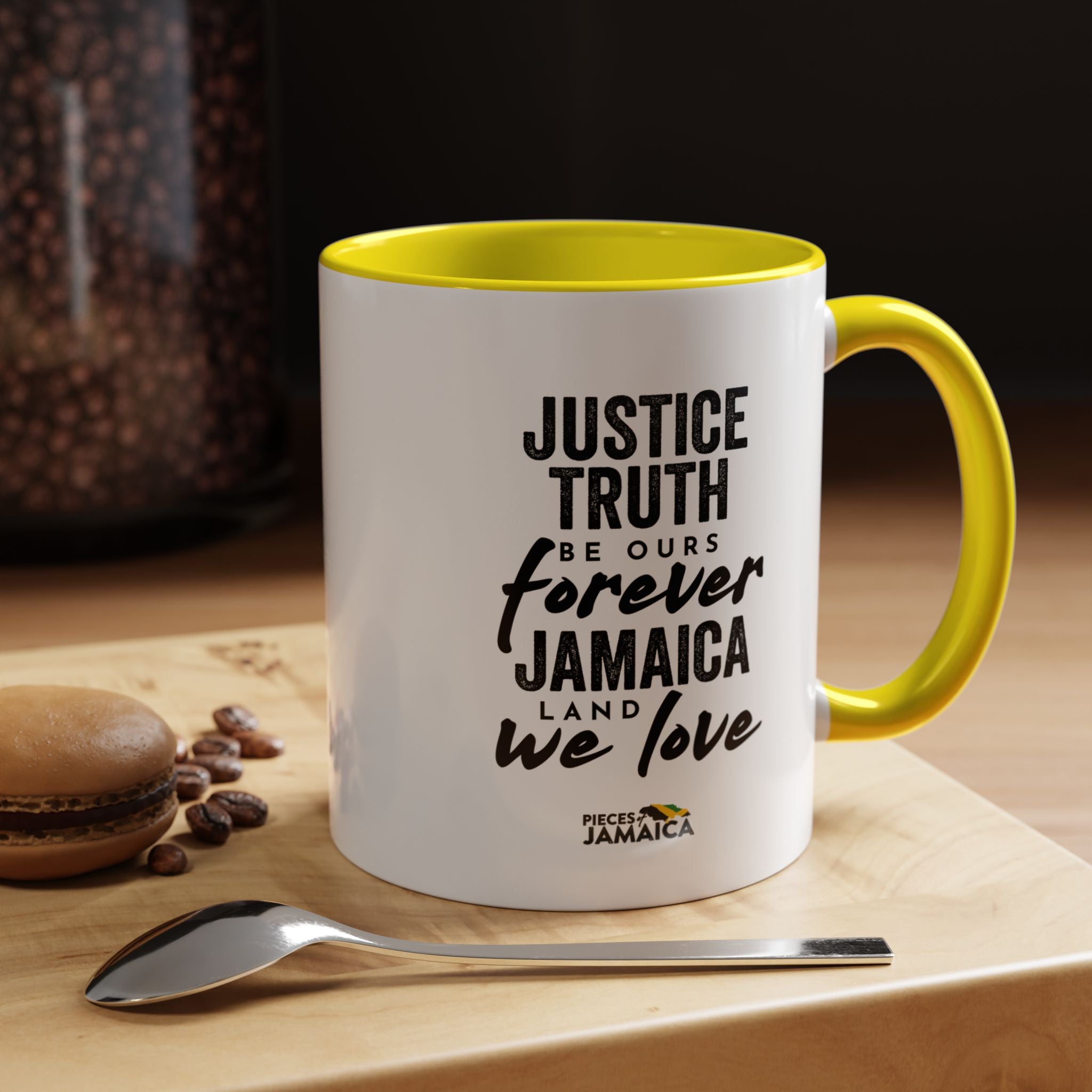 Jamaica 'Justice Truth Be Ours Forever' Accent Coffee Mug
