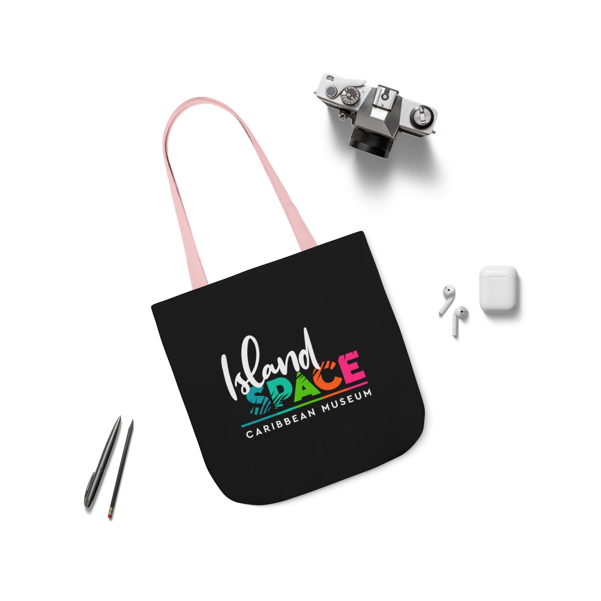 Island Space Caribbean Museum Canvas Tote Bag — Colorful Logo Beach Market Tote