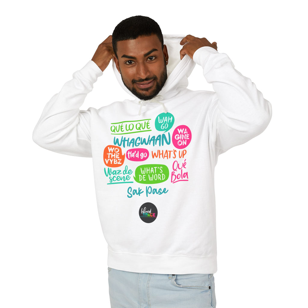 Hoodie — Multilingual Slang Speech Bubbles Lightweight Hooded Sweatshirt