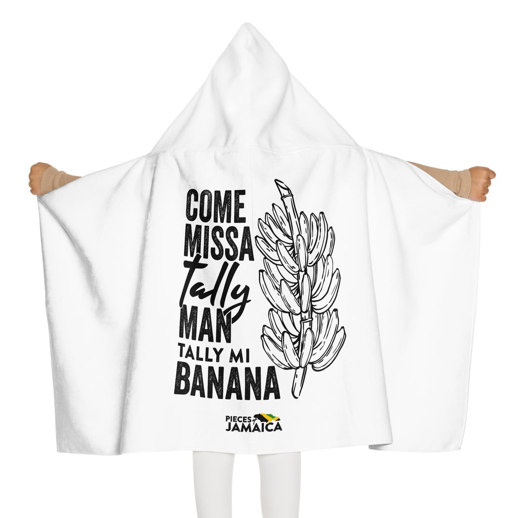 Youth Hooded Towel — "Come Missa Tally Man Tally Mi Banana" Jamaican Banana Print