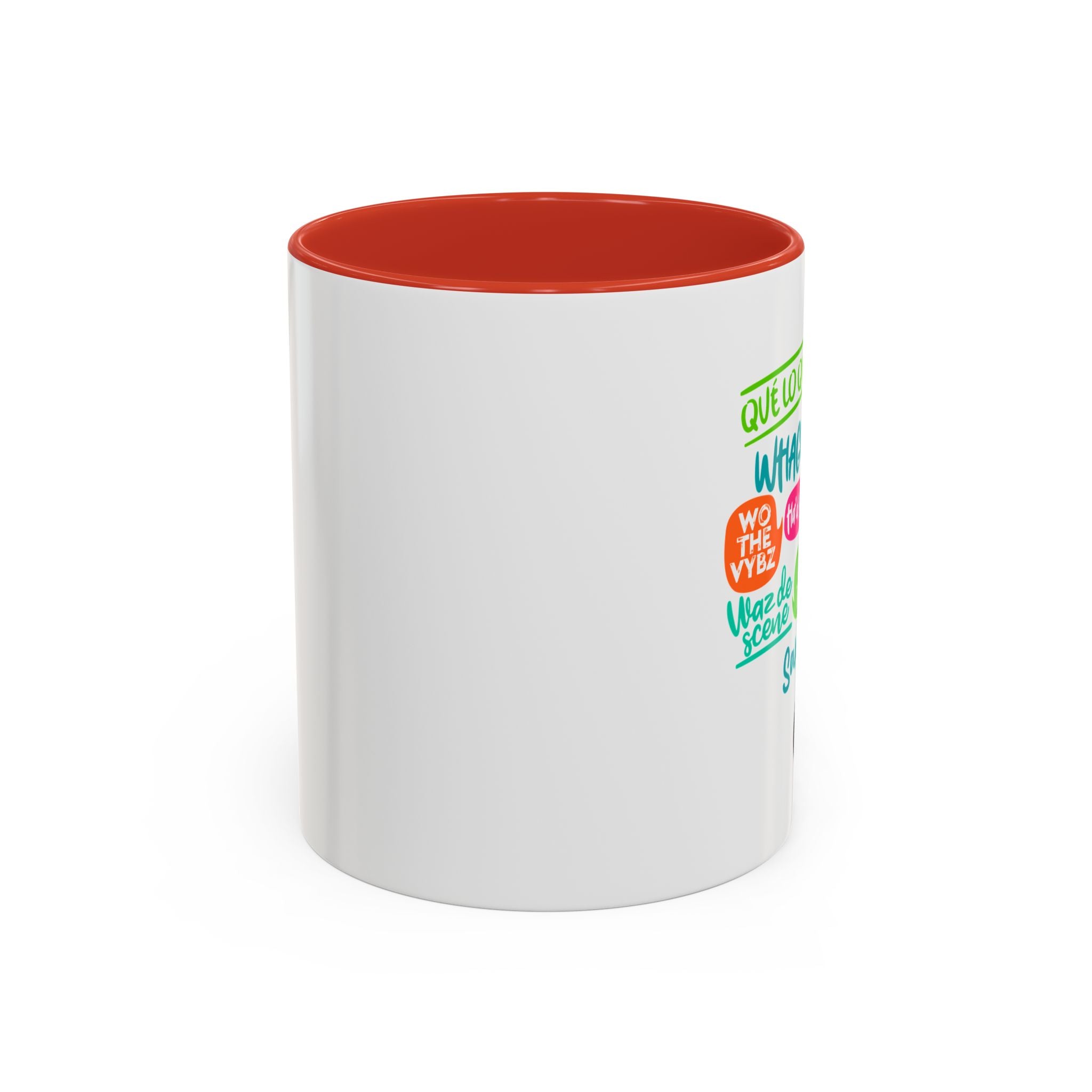 Accent Coffee Mug — Caribbean Slang Speech Bubble Design (What's Up, Wagwaan, Sak Pase)