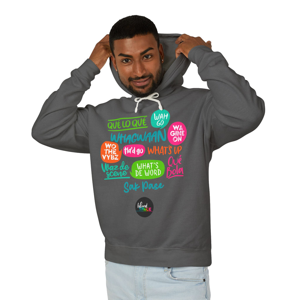 Hoodie — Multilingual Slang Speech Bubbles Lightweight Hooded Sweatshirt