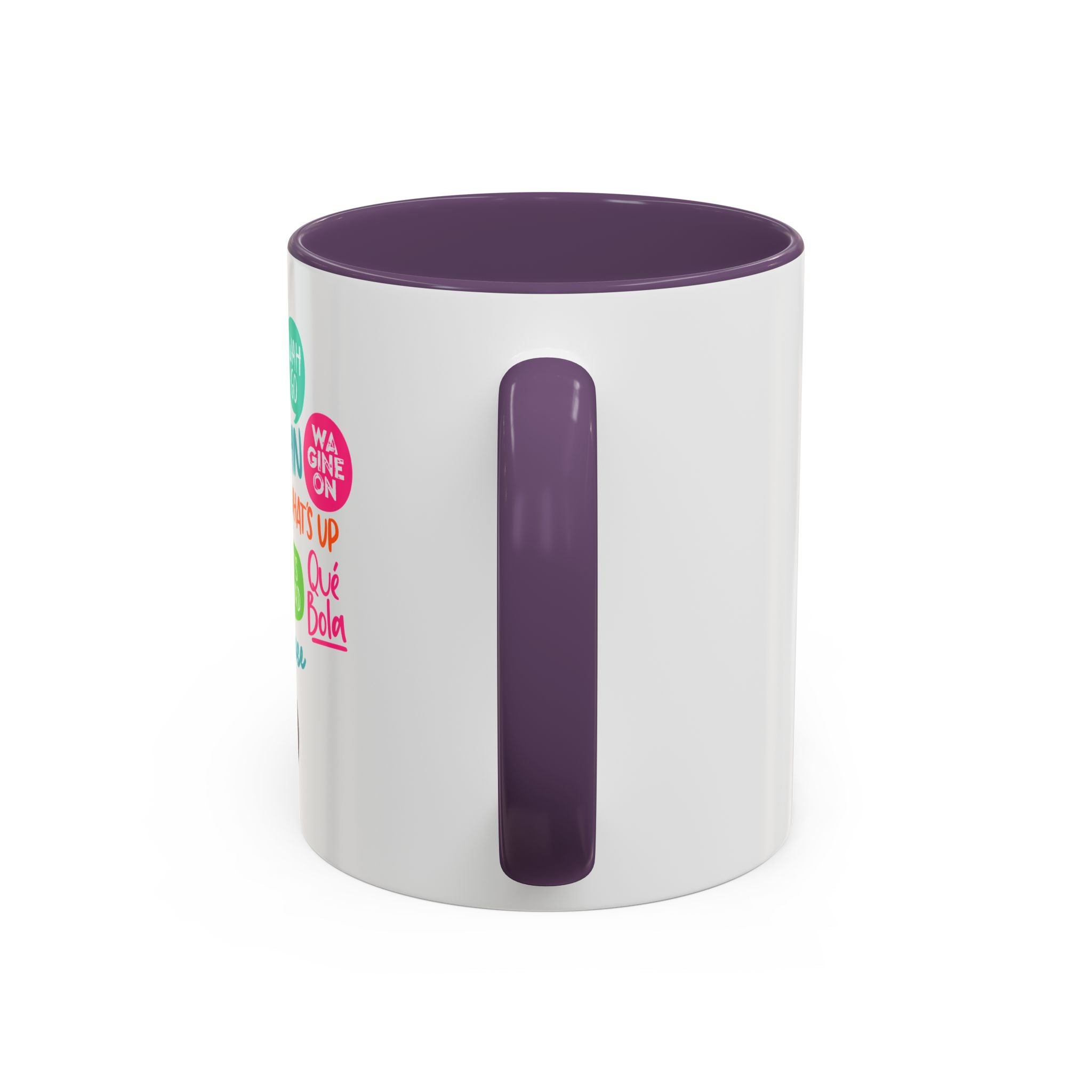 Accent Coffee Mug — Caribbean Slang Speech Bubble Design (What's Up, Wagwaan, Sak Pase)