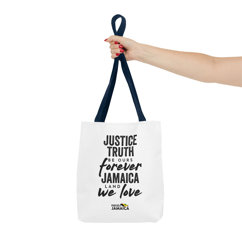 Justice, Truth Tote Bag — 'Jamaica, Land We Love' Printed Canvas Tote