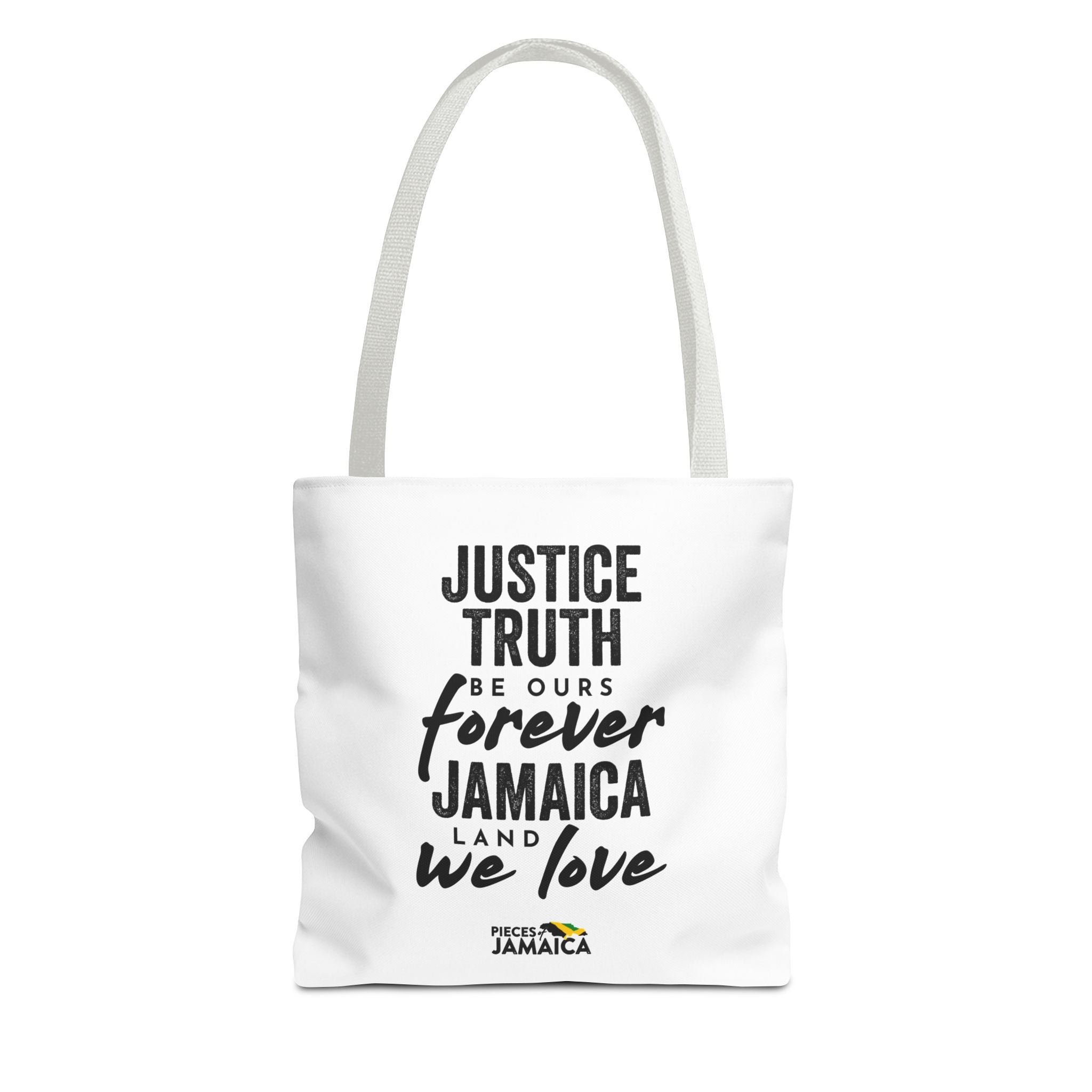 Justice, Truth Tote Bag — 'Jamaica, Land We Love' Printed Canvas Tote