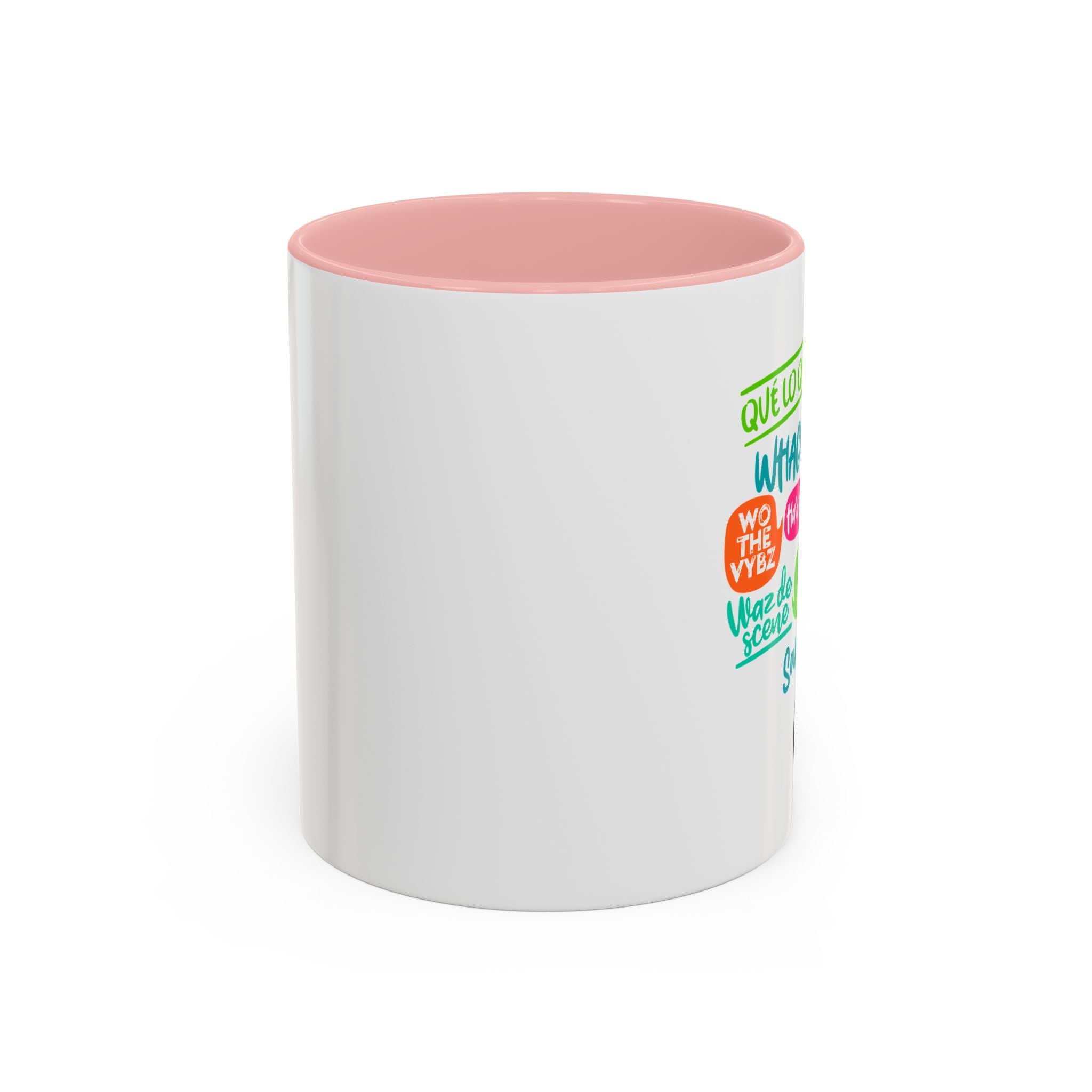 Accent Coffee Mug — Caribbean Slang Speech Bubble Design (What's Up, Wagwaan, Sak Pase)