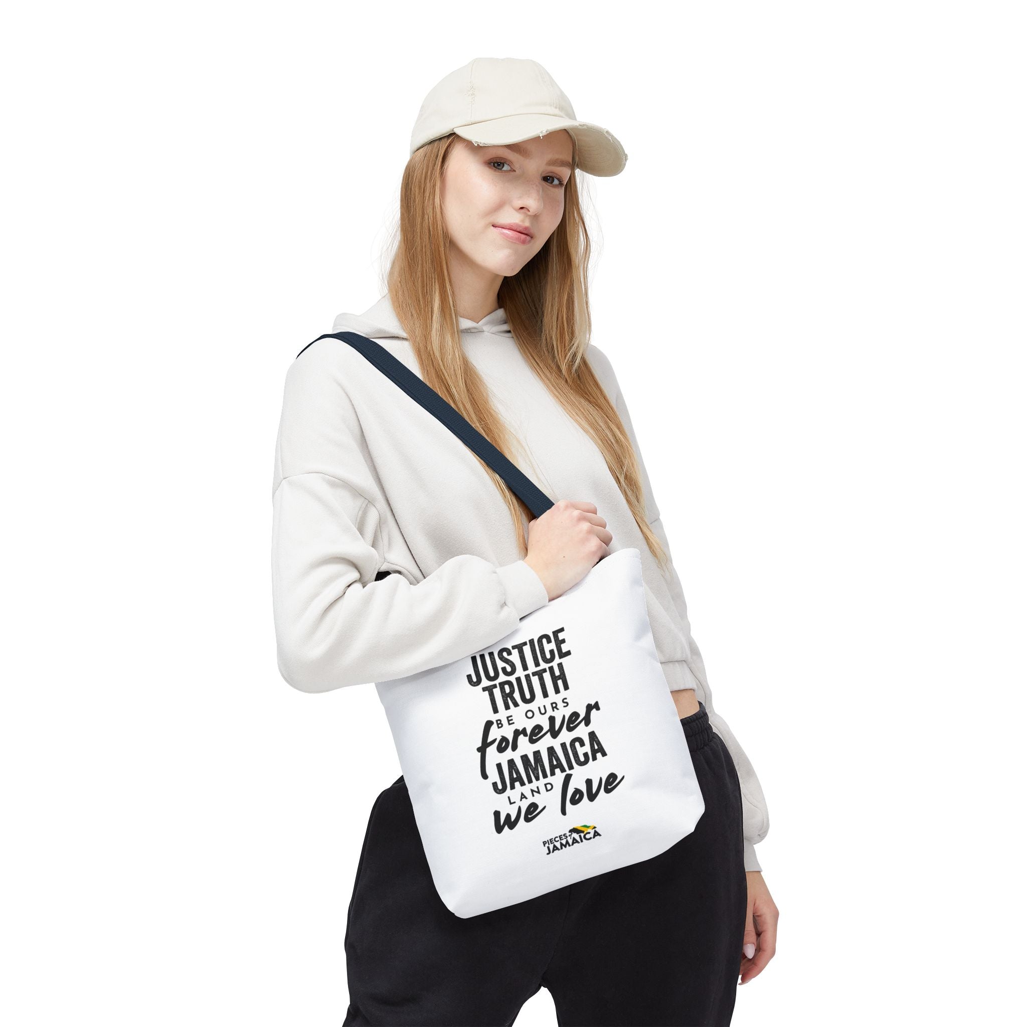 Justice, Truth Tote Bag — 'Jamaica, Land We Love' Printed Canvas Tote