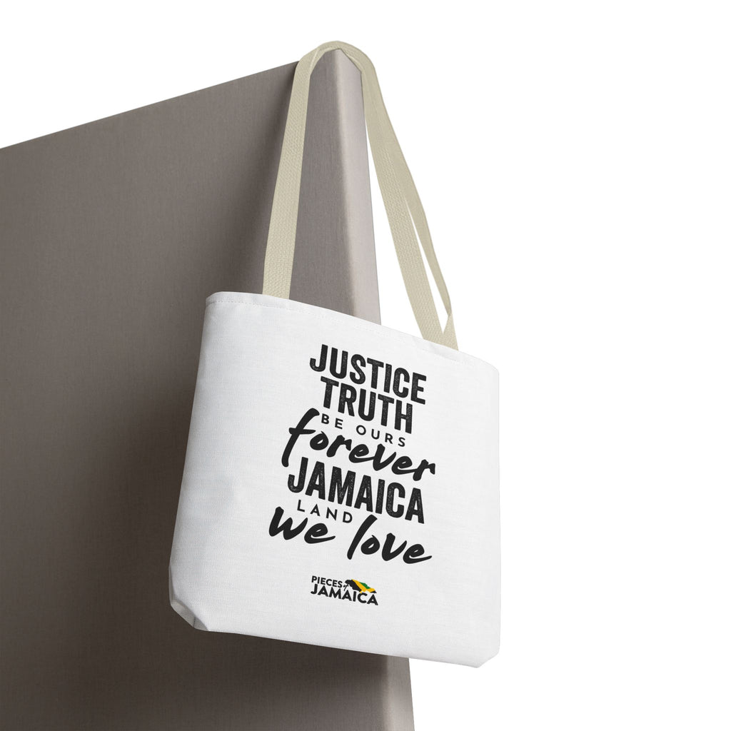 Justice, Truth Tote Bag — 'Jamaica, Land We Love' Printed Canvas Tote