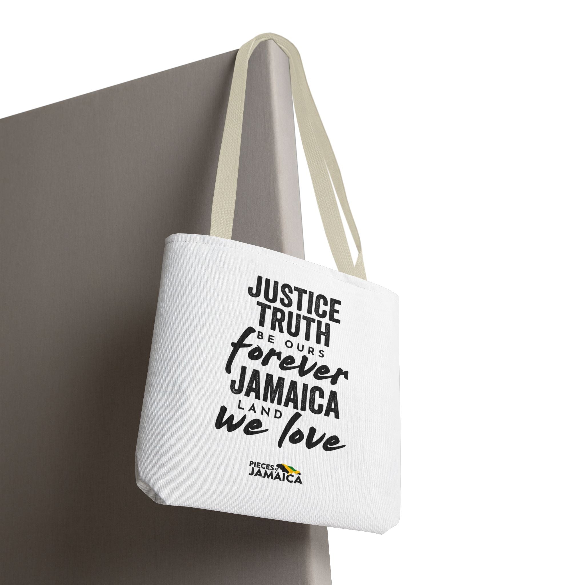 Justice, Truth Tote Bag — 'Jamaica, Land We Love' Printed Canvas Tote